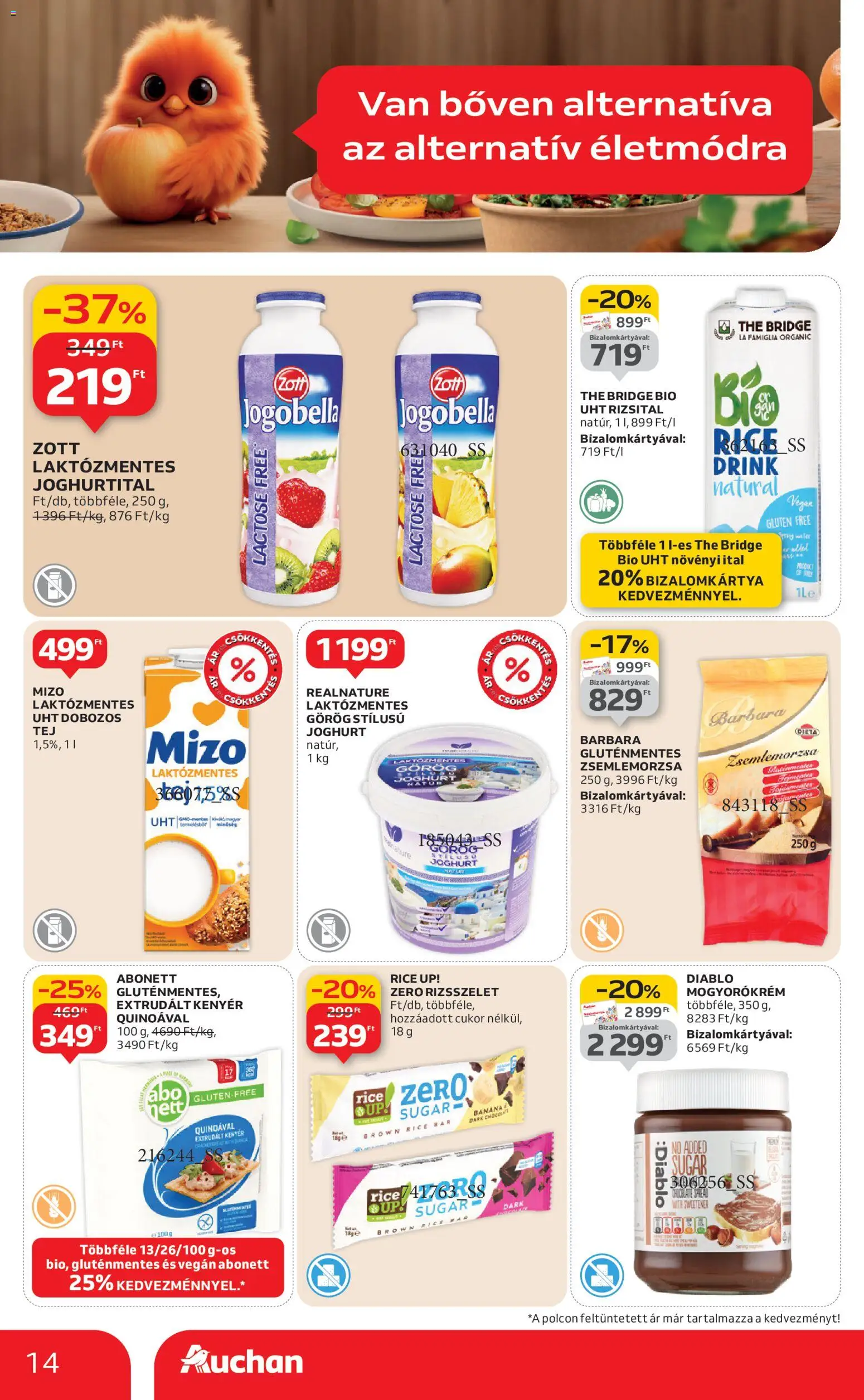 Auchan akciós ujság - amely érvényes a következő dátumtól: 02.01.2026 | Oldal: 14 | Termékek: Joghurt, Kenyér, Vegán, Cukor