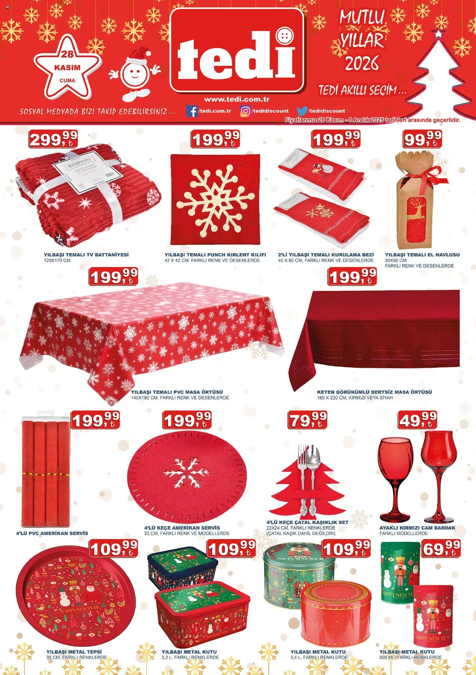 Tedi  Katalog - 28.11.2025 tarihinden itibaren geçerlidir | Sayfa: 4 | Ürünler: Masa, Çatal, TV, Amerikan servis