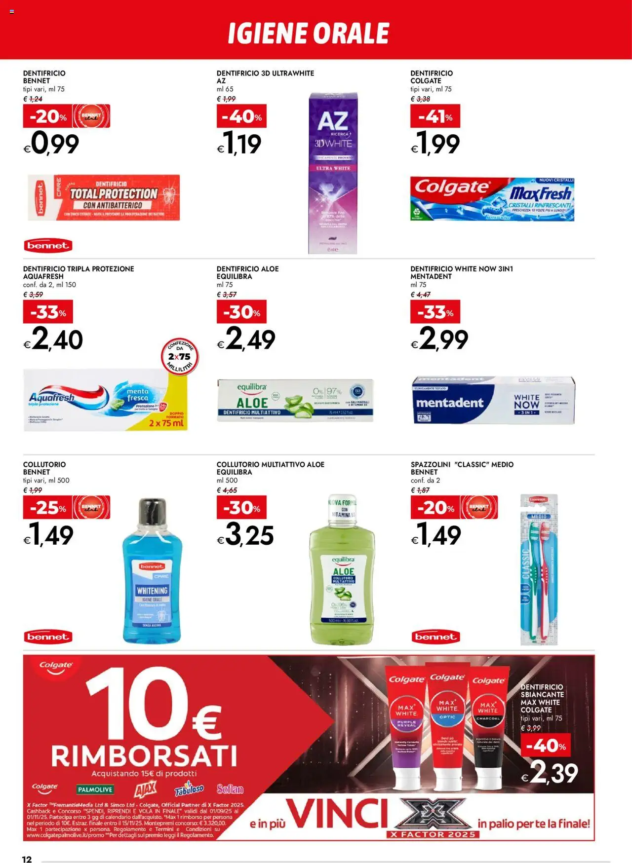 Volantino bennet del 18.09.2025 | Pagina: 12 | Prodotti: Dentifricio, Collutorio, Tè, Menta