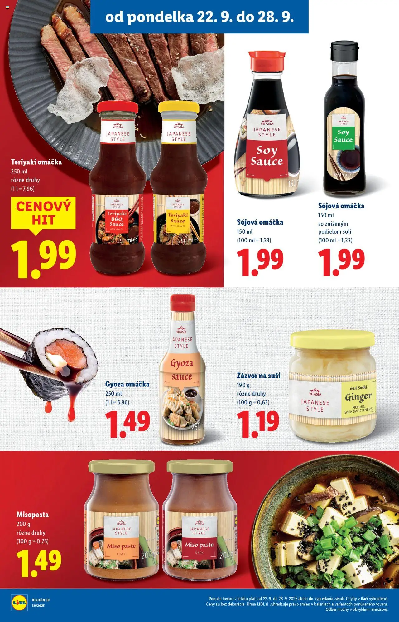Nové Lidl akcie – leták je platný od 22.09.2025 | Strana: 34 | Produkty: Zázvor, Sushi, Omáčka