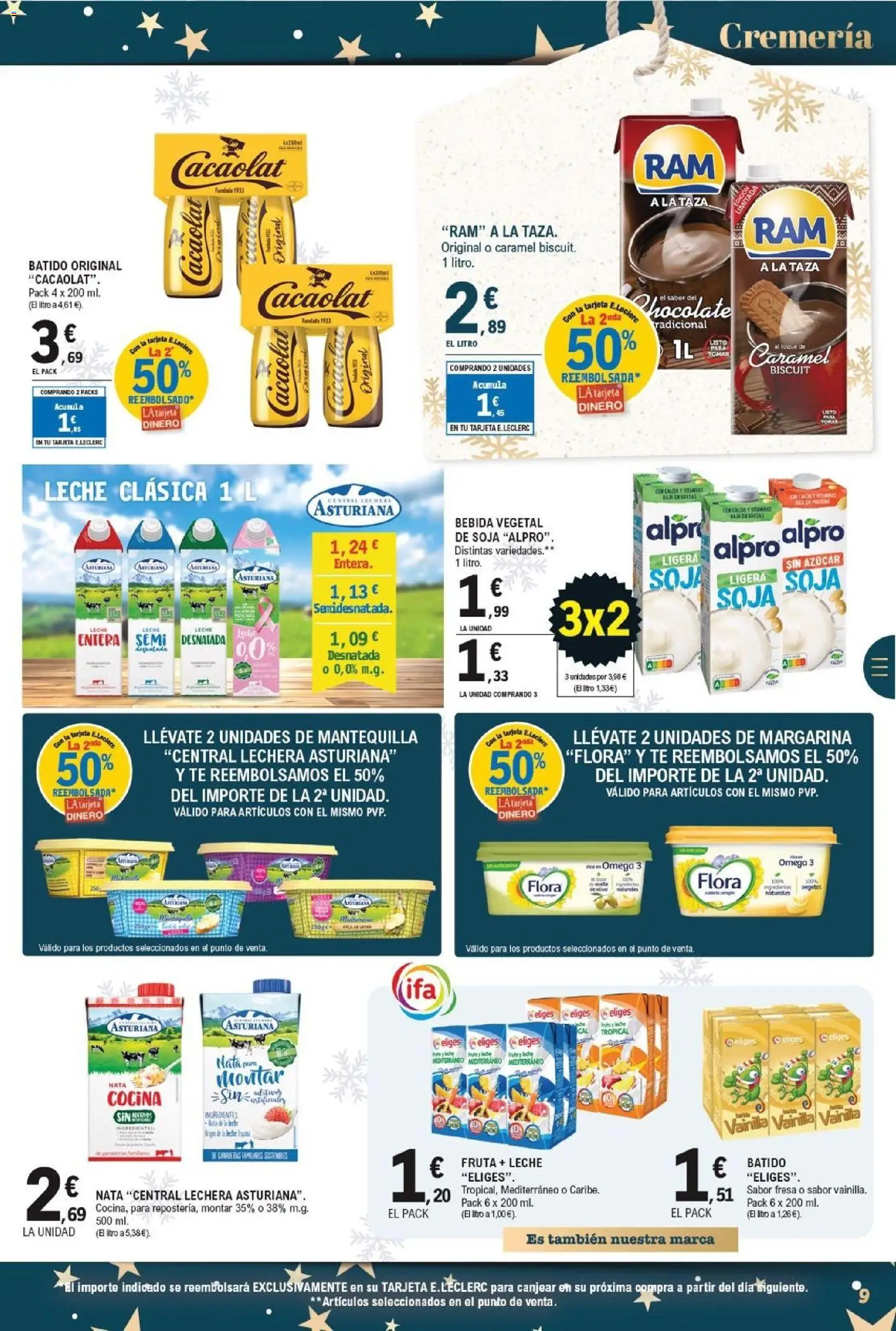 E.Leclerc folleto │ válido desde el 26.12.2025 | Página: 9 | Productos: Leche entera, Chocolate, Cocina, Συσκευή ροής