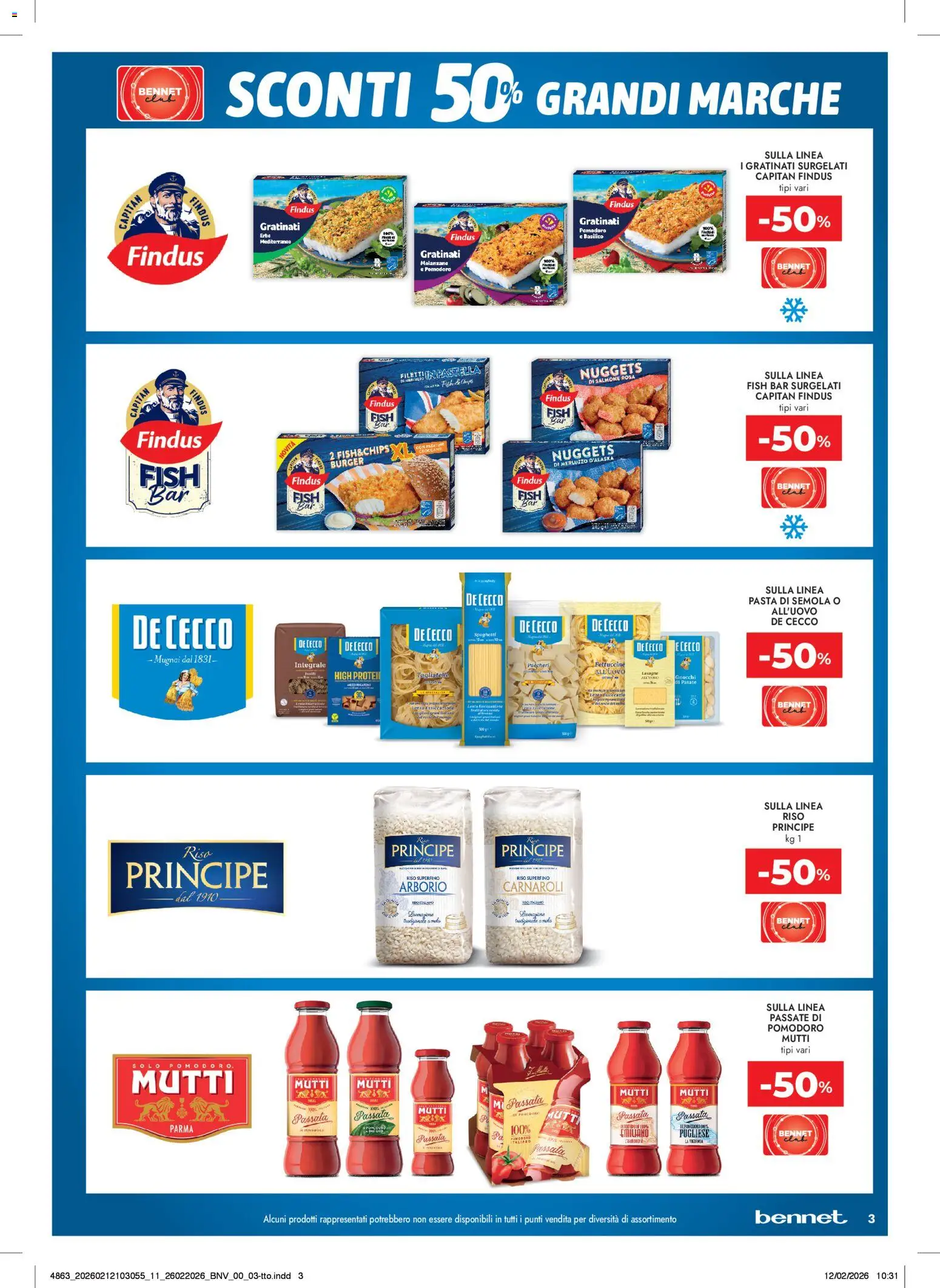 Volantino bennet del 26.02.2026 | Pagina: 3 | Prodotti: Riso, Pasta, Mutti, Fettuccine