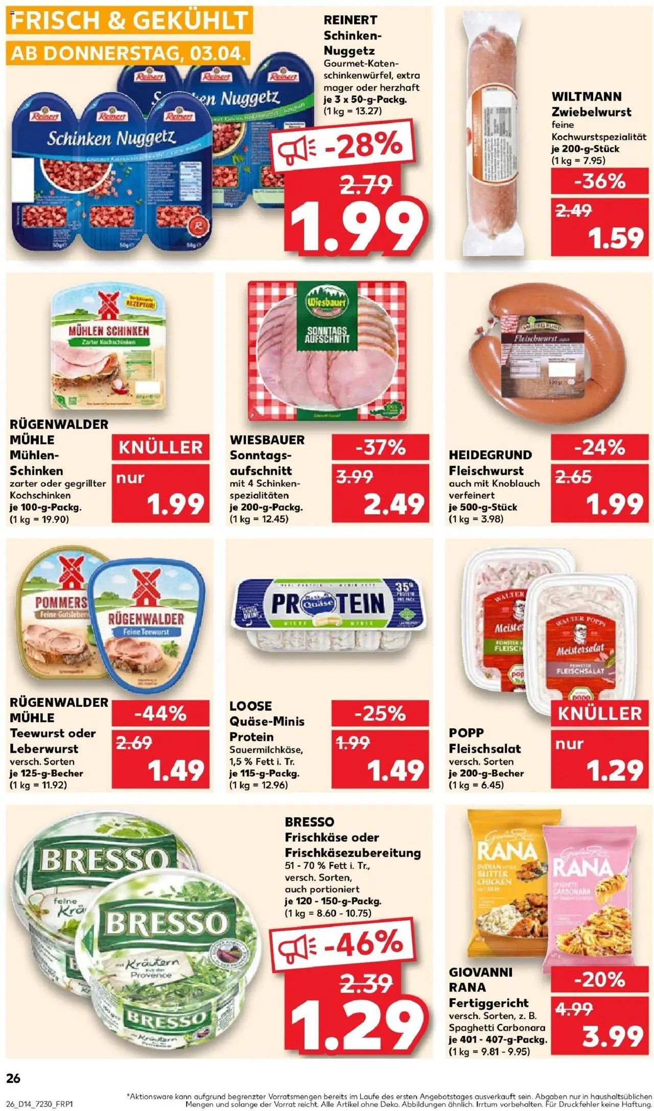 Kaufland - Moers-Hochstraß, Römerstraße 570 - gültig ab dem 03.04.2025 | Seite: 26 | Produkte: Mühle, Bresso, Knoblauch, Schinken