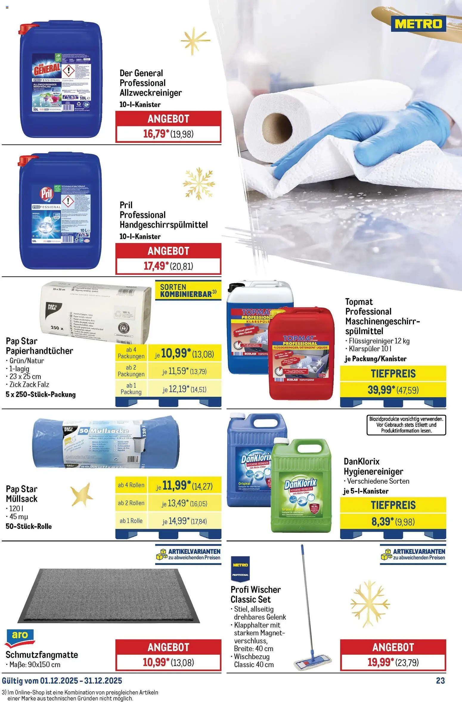 Metro Monats-Menü – gültig ab 01.12.2025 | Seite: 23 | Produkte: Schmutzfangmatte, Klarspüler, Pril