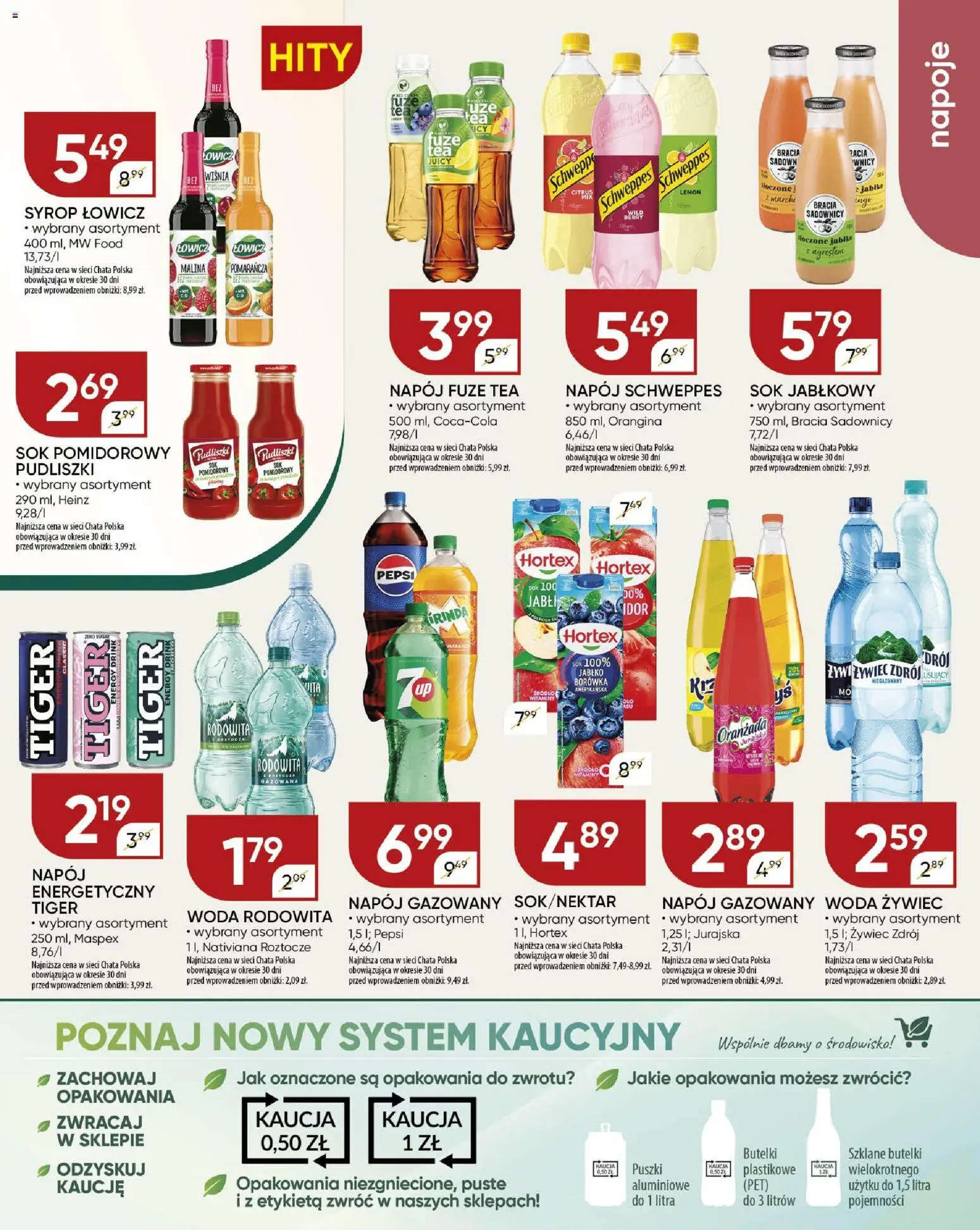 Chata Polska - Gazetka od 06.11.2025 | Strona: 15 | Produkty: Woda żywiec, Malina, Sok jabłkowy, Napoje
