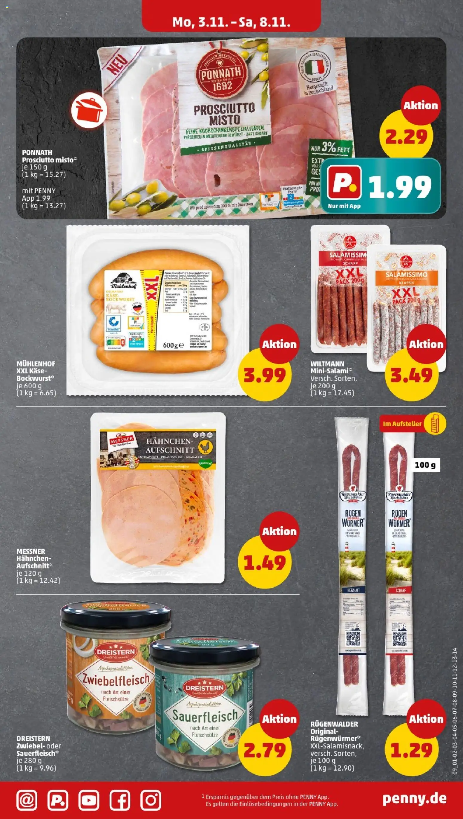 Penny - Niedersachsen  – gültig ab 03.11.2025 | Seite: 7 | Produkte: Bockwurst, Hahnchen, Käse