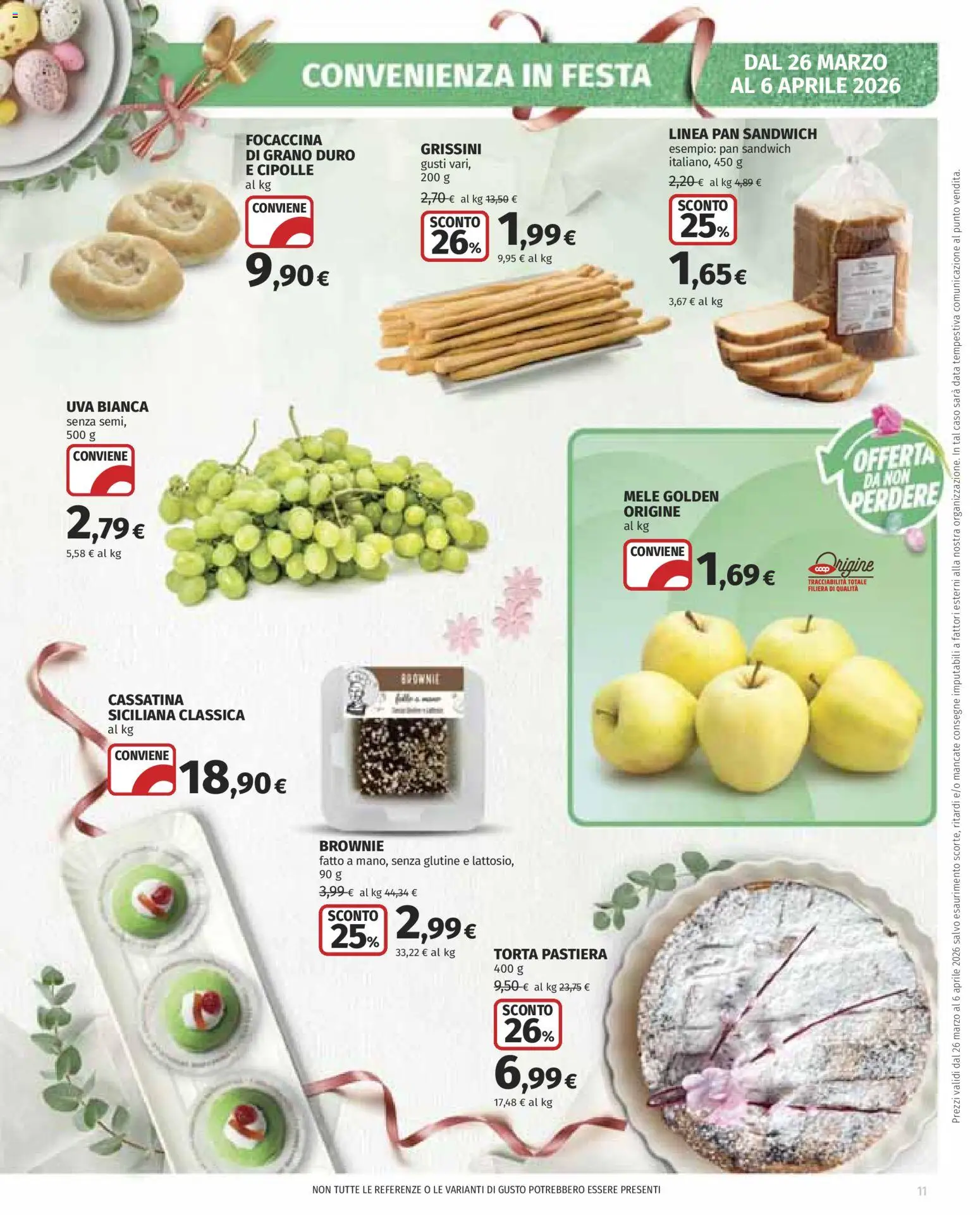 Volantino COOP del 26.03.2026 | Pagina: 11 | Prodotti: Mele, Data, Torta, Grissini