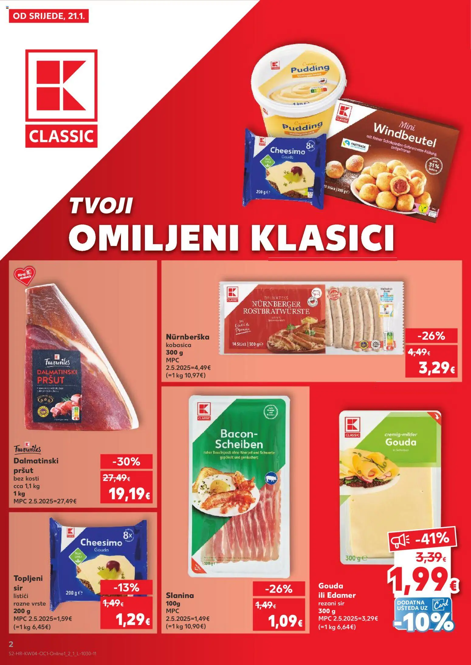 Kaufland katalog | vrijedi od 21.01.2026 | Stranica: 2 | Proizvodi: Sir, Pršut, Slanina, Kobasica