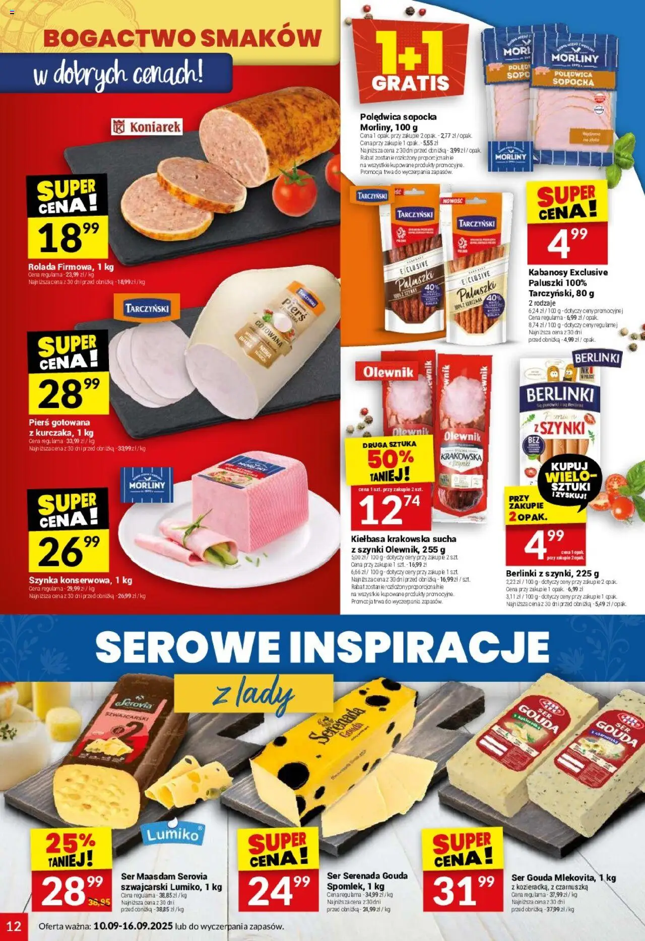 Twój Market Gazetka od 10.09.2025 | Strona: 12 | Produkty: Kiełbasa, Czarnuszka, Szynka, Paluszki