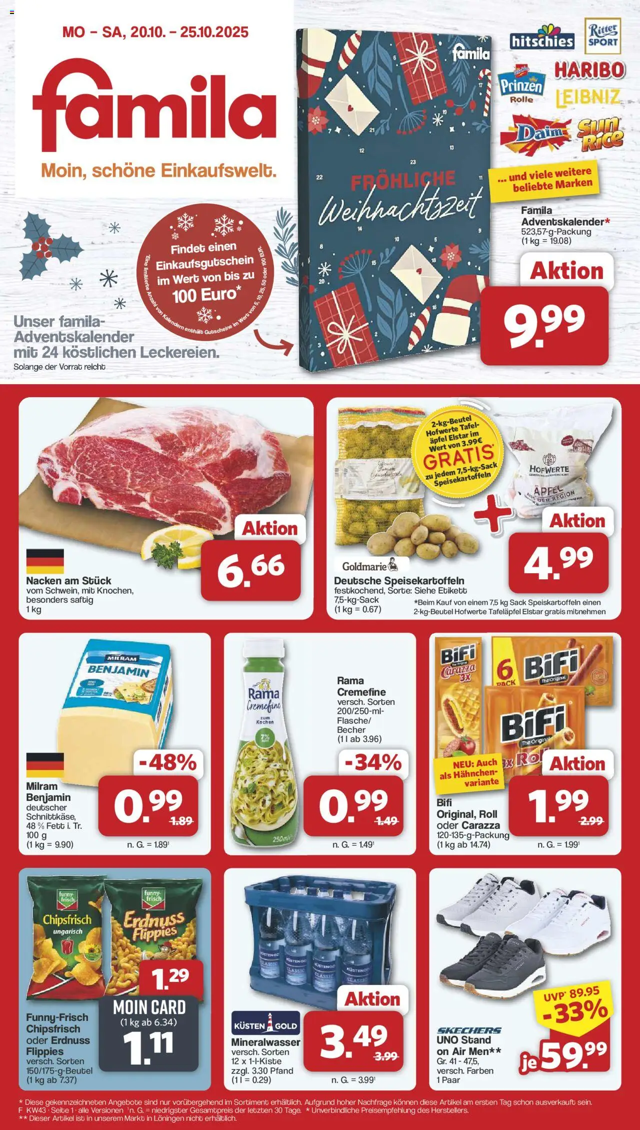 Famila Nordwest Prospekt 	 – gültig ab 20.10.2025 | Seite: 1 | Produkte: Rama, Haribo, Funny frisch, Mineralwasser