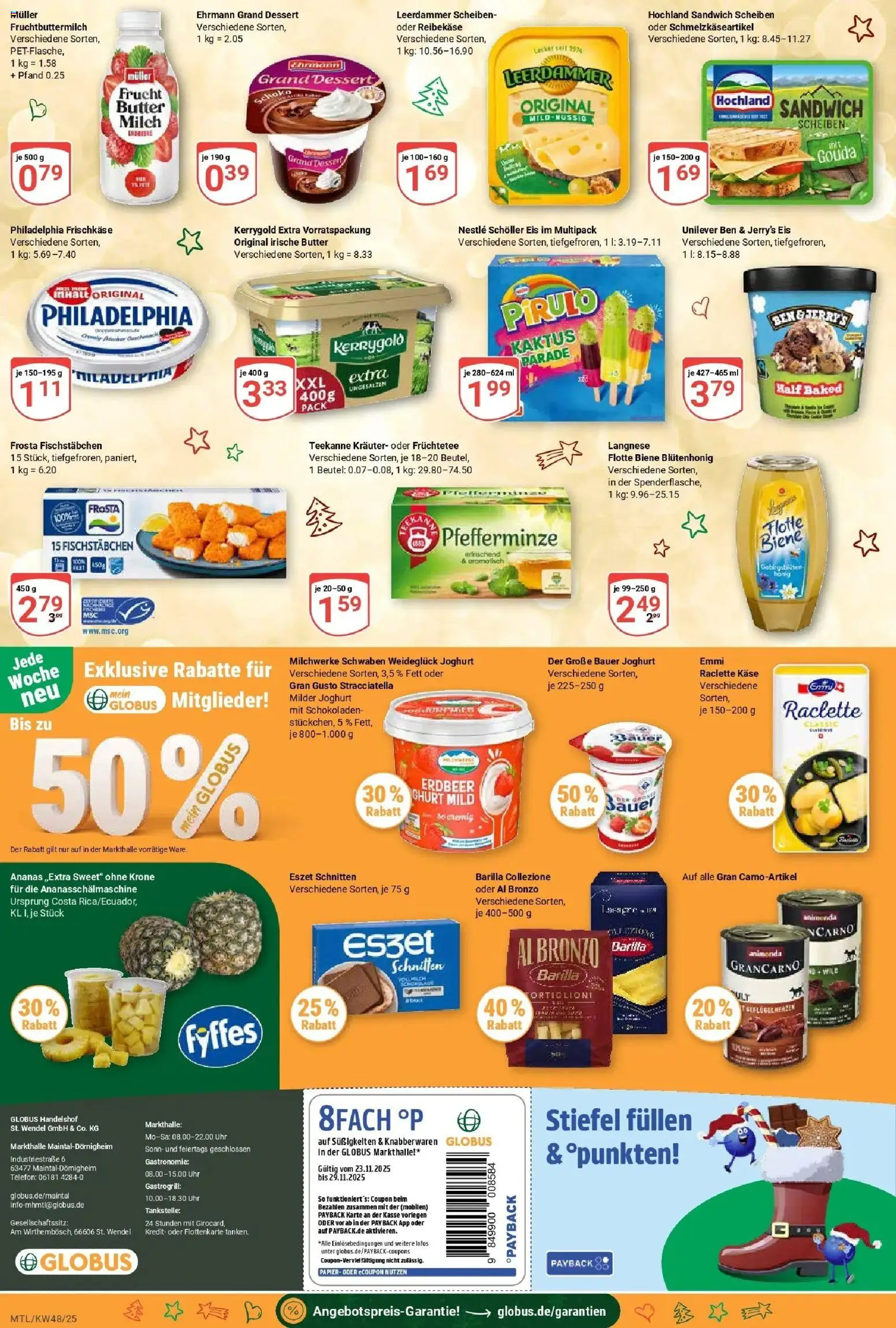 Globus prospekt Maintal-Dörnigheim	 – gültig ab 23.11.2025 | Seite: 2 | Produkte: Milch, Butter, Frosta, Fischstabchen