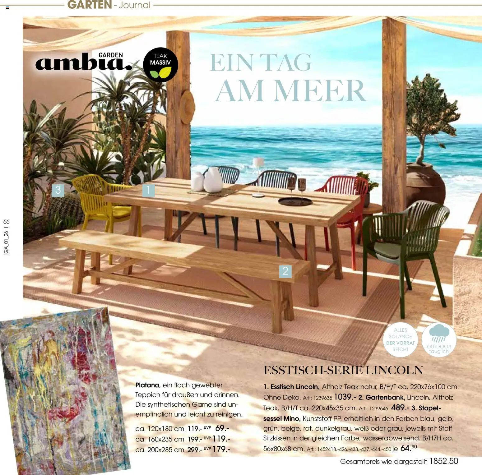 Zurbrüggen Sommer 2026 – gültig ab 19.03.2026 | Seite: 66 | Produkte: Esstisch, Sessel, Teppich