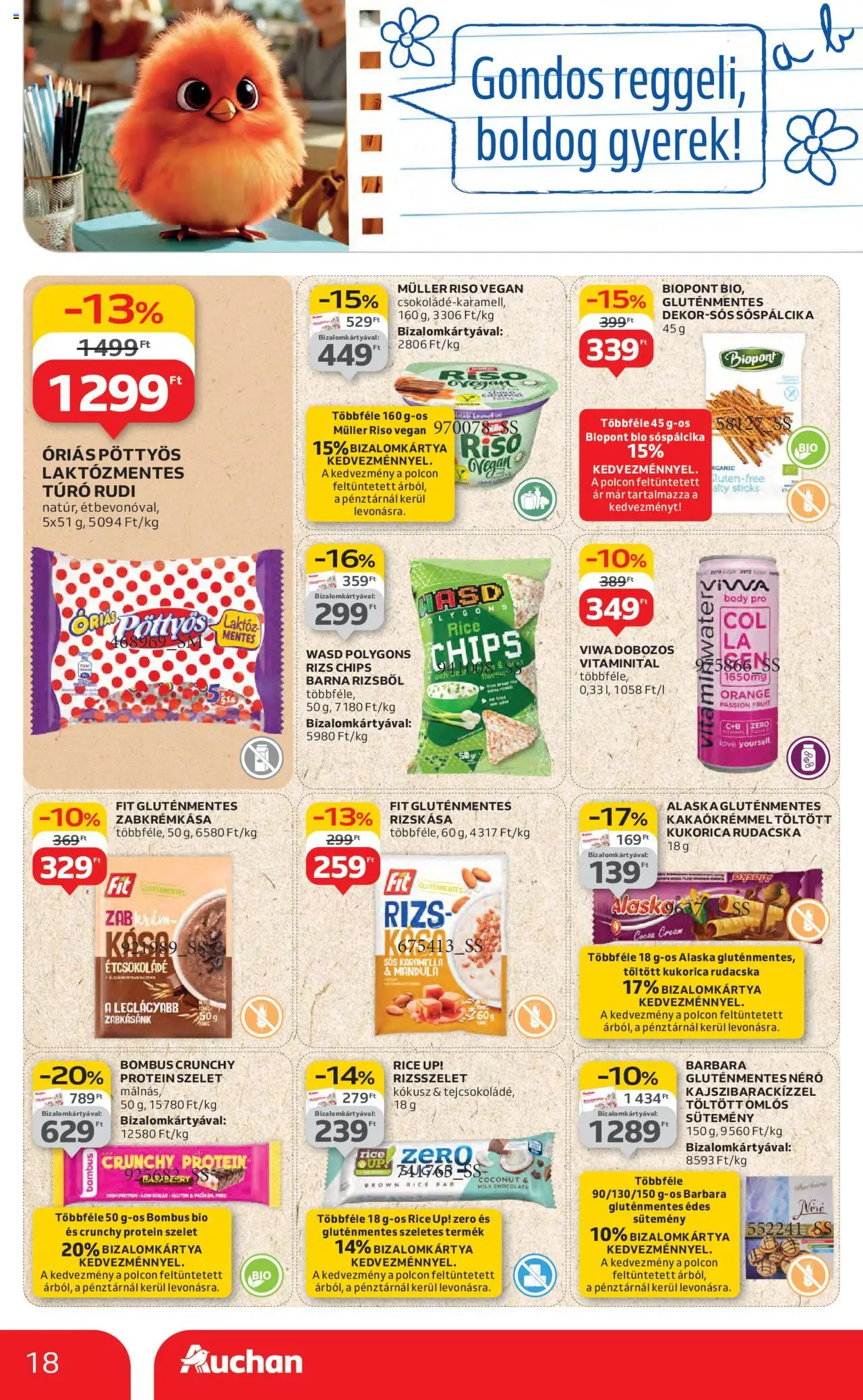 Auchan akciós ujság - amely érvényes a következő dátumtól: 14.08.2025 | Oldal: 18 | Termékek: Chips, Kokusz, Mandula, Protein