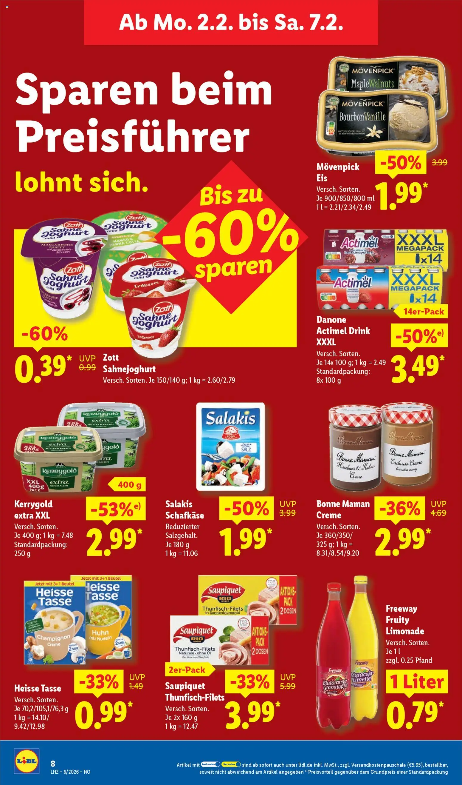 Lidl Prospekt Lüchow – gültig ab 02.02.2026 | Seite: 12 | Produkte: Actimel, Granatapfel, Sonnenblumenol, Salakis