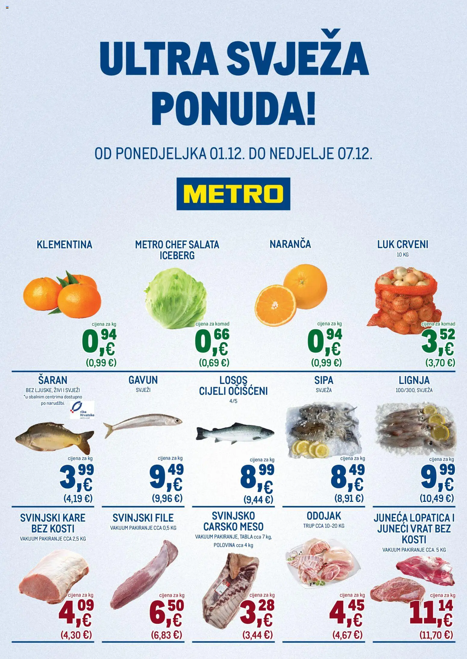 Metro katalog | vrijedi od 01.12.2025 | Stranica: 1 | Proizvodi: Odojak, Sipa, Meso, Salata