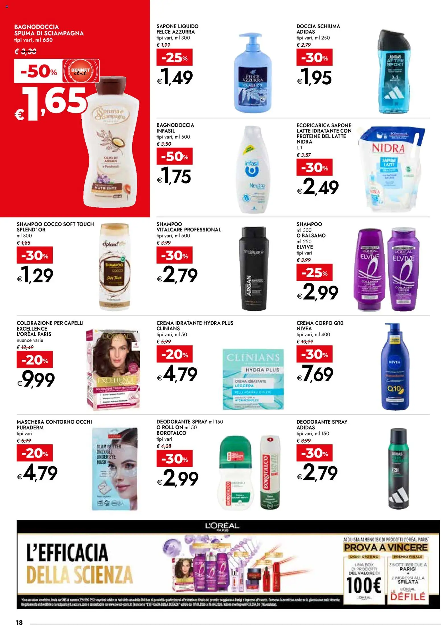 Volantino bennet del 12.03.2026 | Pagina: 18 | Prodotti: Sapone, Deodorante, Latte idratante, Latte