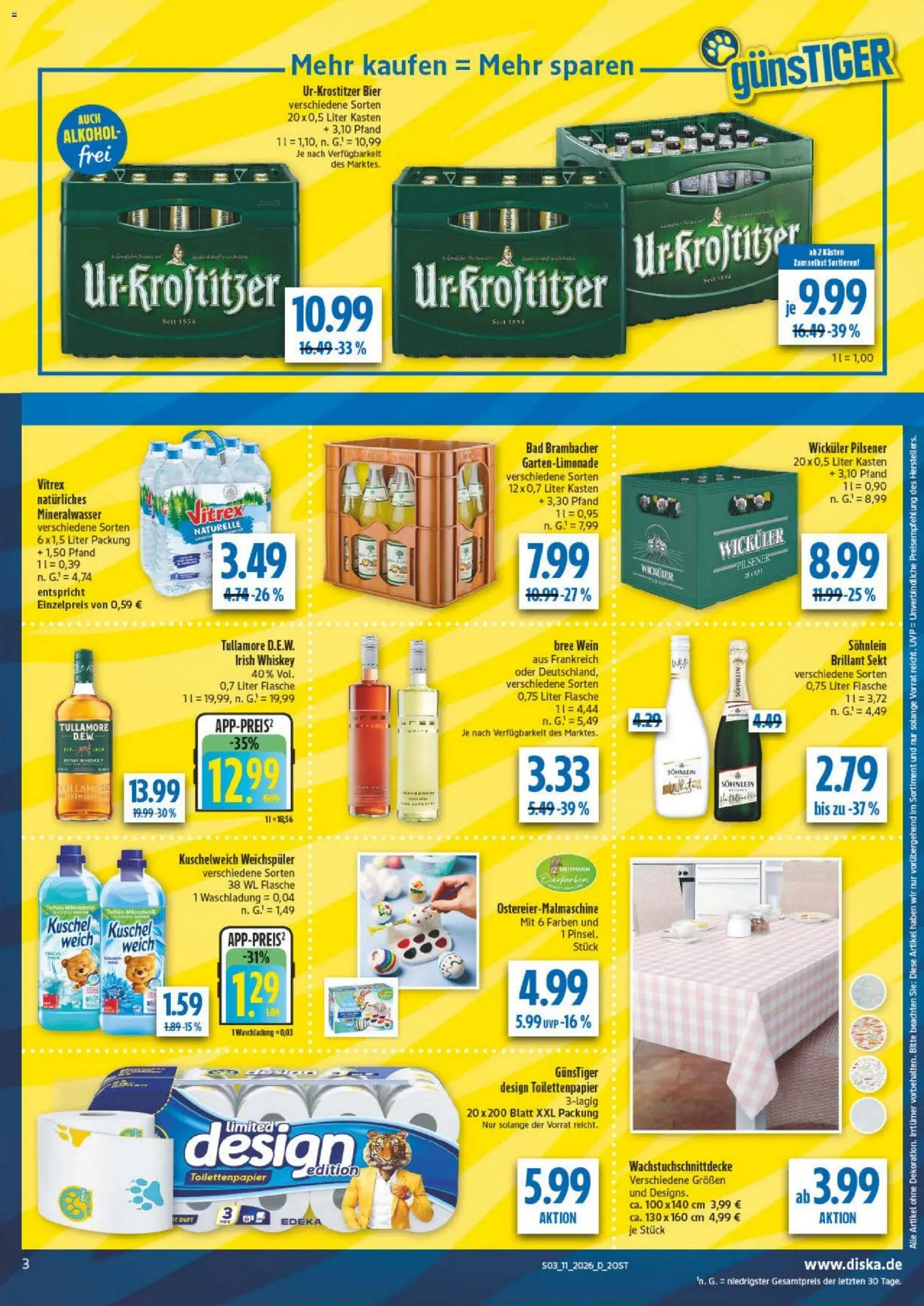 Diska - Diska Angebote Sachsen-Thüringen KW11 – gültig ab 09.03.2026 | Seite: 3 | Produkte: Sekt, Kuschelweich, Duft, Toilettenpapier