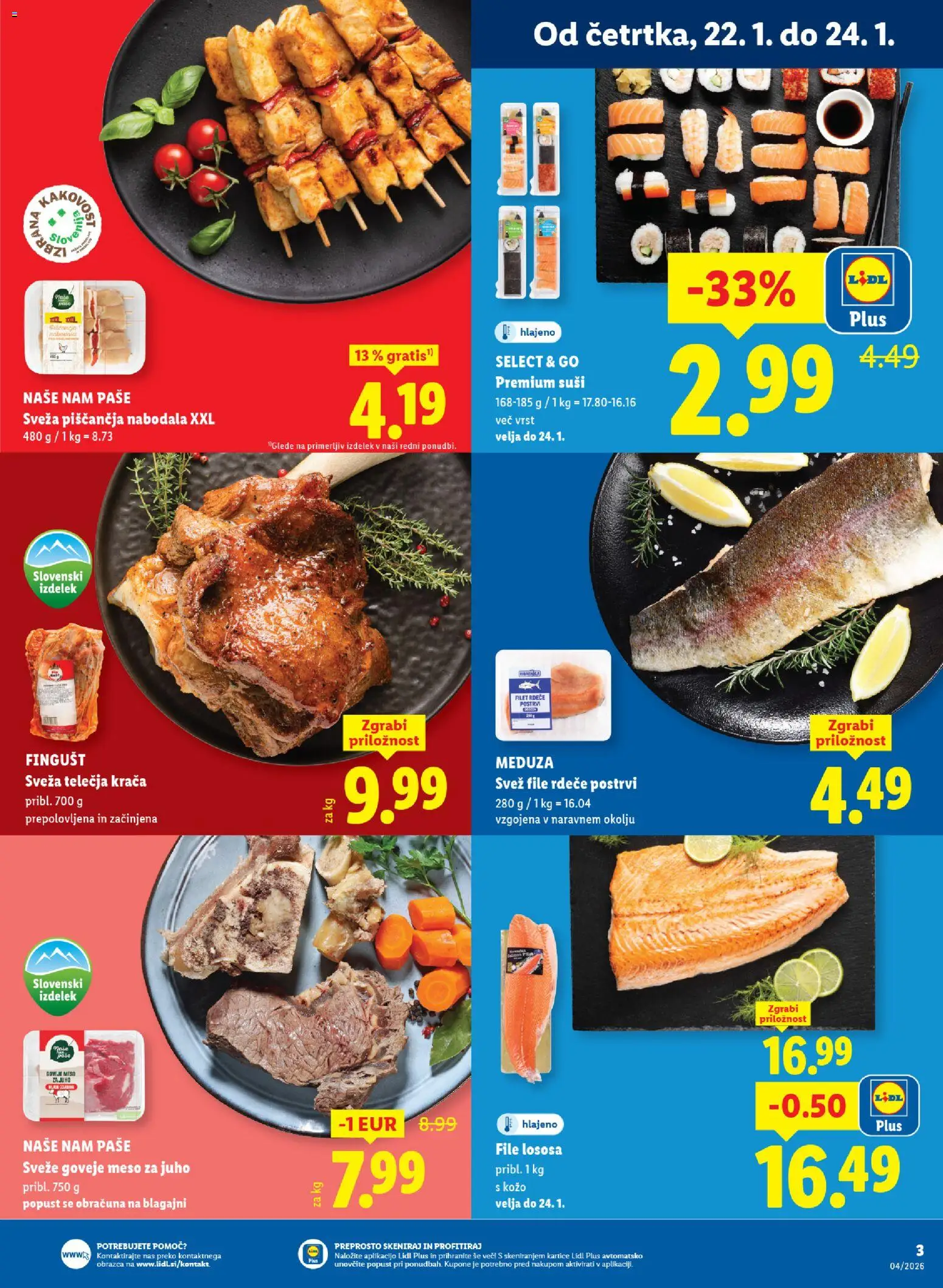 Novi Lidl katalog ponudbe – veljaven od 22.01.2026 | Stran: 3 | Izdelki: Suši, Nabodala, Goveje meso