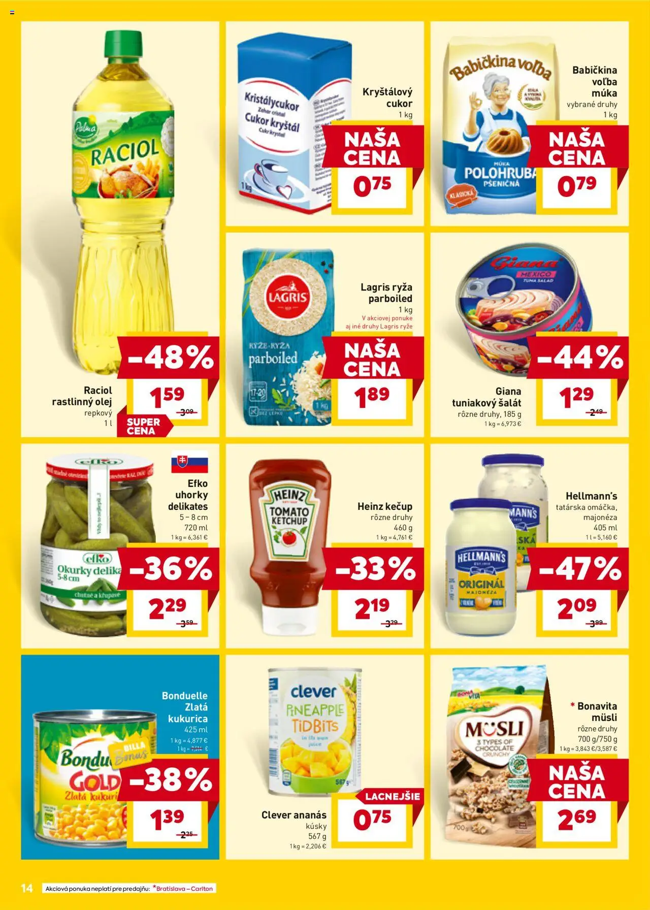Nové Billa akcie – leták je platný od 15.10.2025 | Strana: 14 | Produkty: Olej, Ryža, Múka, Kukurica