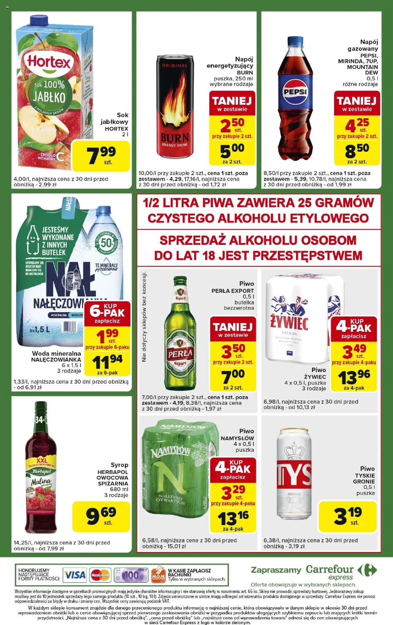 Carrefour Gazetka - Express II od 10.06.2025 | Strona: 8 | Produkty: Pepsi, Piwo perła, Sok, Piwo Namysłów