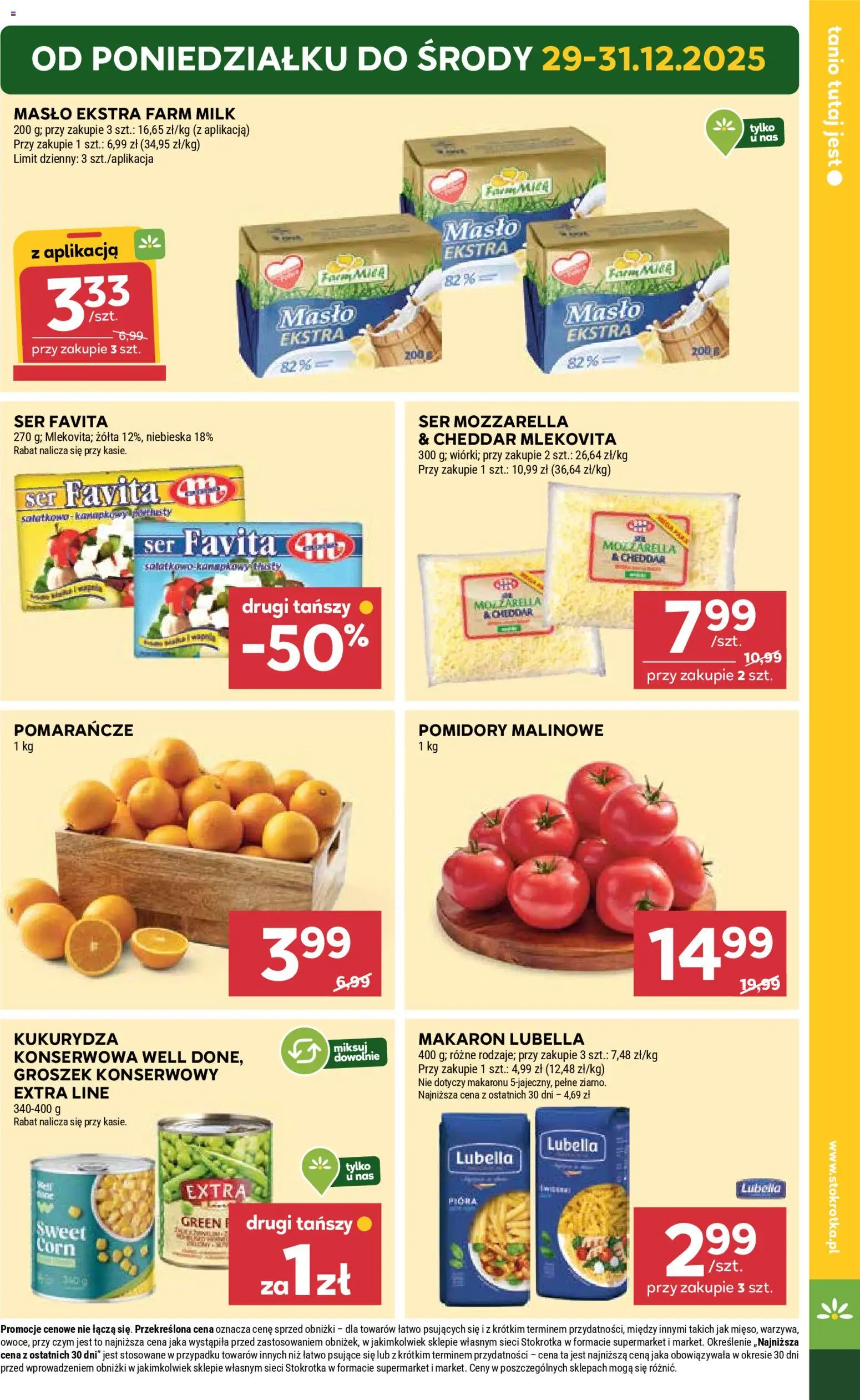 Stokrotka Gazetka od 29.12.2025 | Strona: 5 | Produkty: Groszek, Mozzarella, Makaron, Cheddar