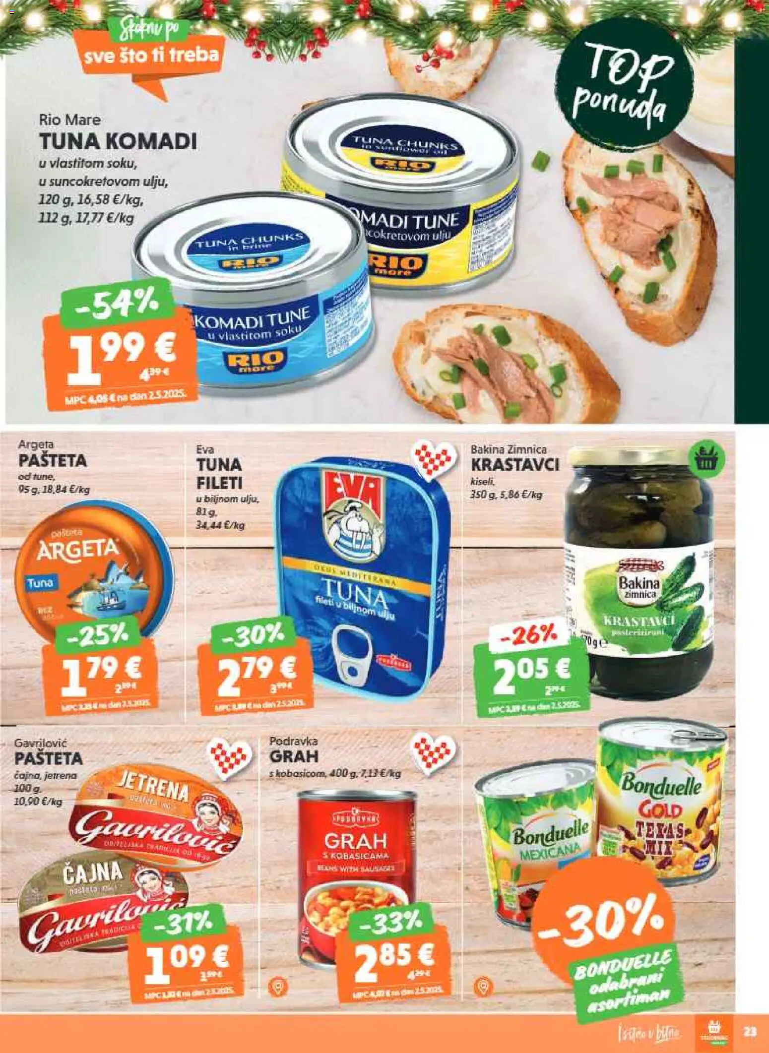 Studenac katalog | vrijedi od 10.12.2025 | Stranica: 23 | Proizvodi: Rio Mare, Podravka, Pašteta, Tuna