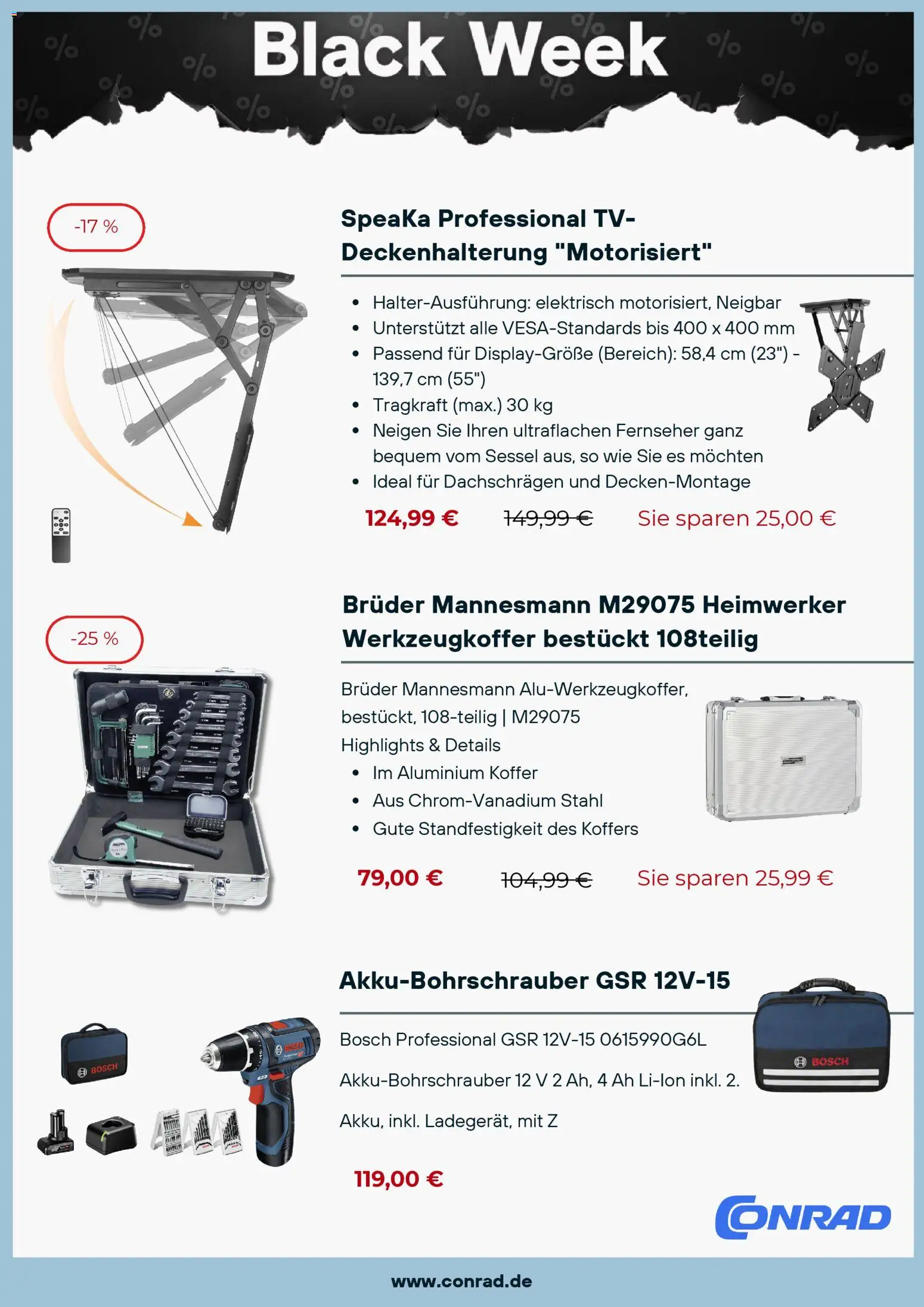 Conrad - Black Friday – gültig ab 25.11.2025 | Seite: 3 | Produkte: Bosch, Sessel, Koffer, Fernseher