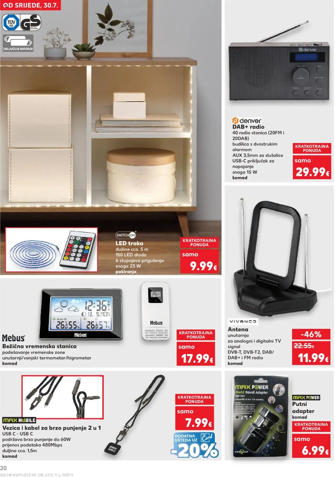 Kaufland katalog | vrijedi od 30.07.2025 | Stranica: 20 | Proizvodi: Radio, Slušalice, Kabel, Adapter