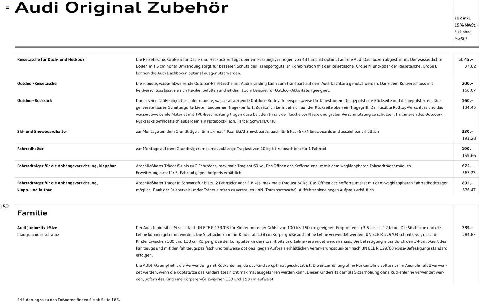 Audi A6 – gültig ab 28.10.2025 | Seite: 152