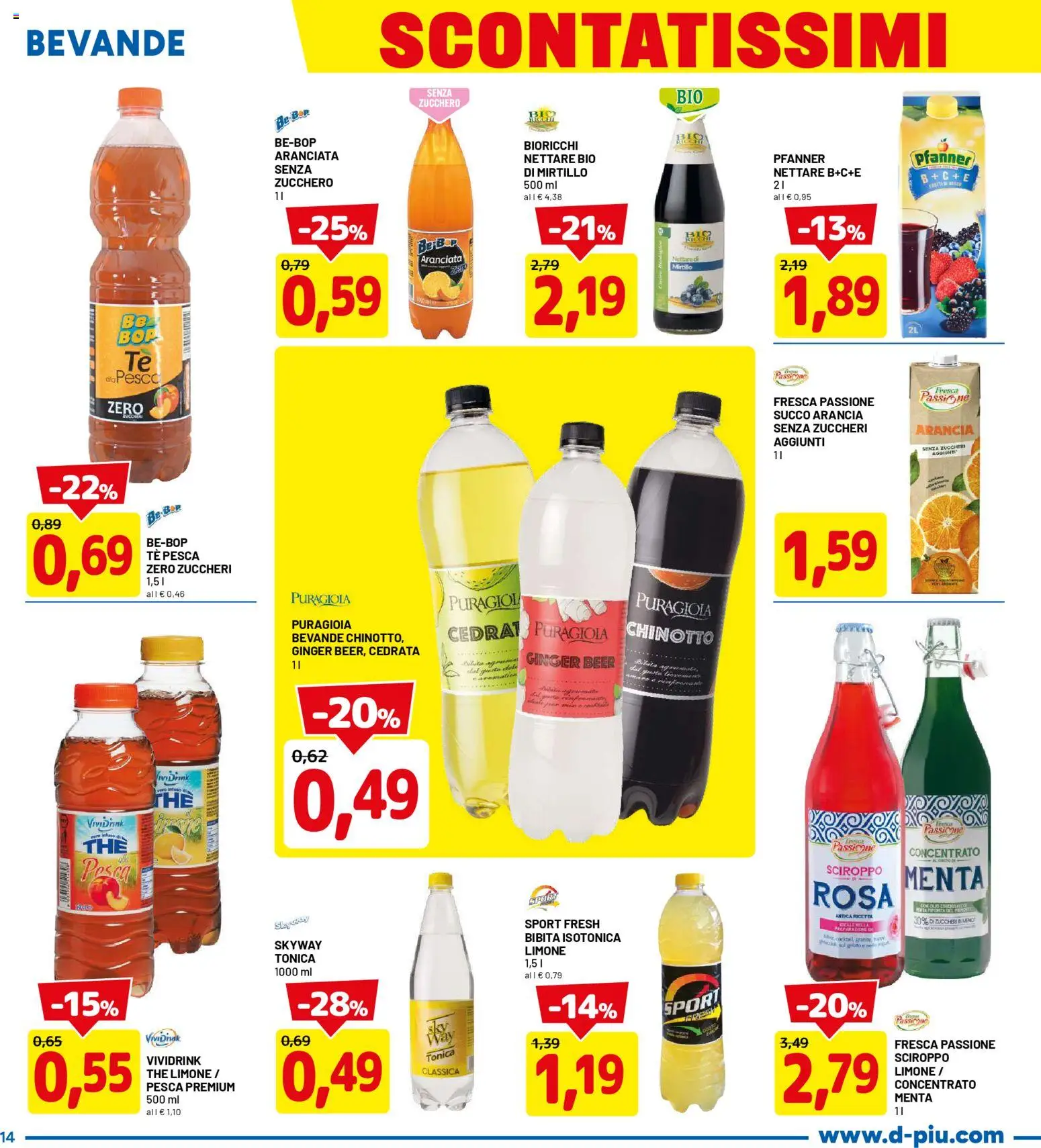 Volantino D Più del 09.04.2026 | Pagina: 14 | Prodotti: Succo, Pesca, Arancia, Cedrata