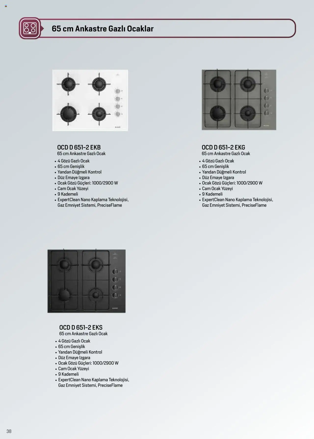 Arçelik Ankastre ve Solo Pişiriciler Katalog - 04.06.2025 tarihinden itibaren geçerlidir | Sayfa: 38 | Ürünler: Ocak, Izgara