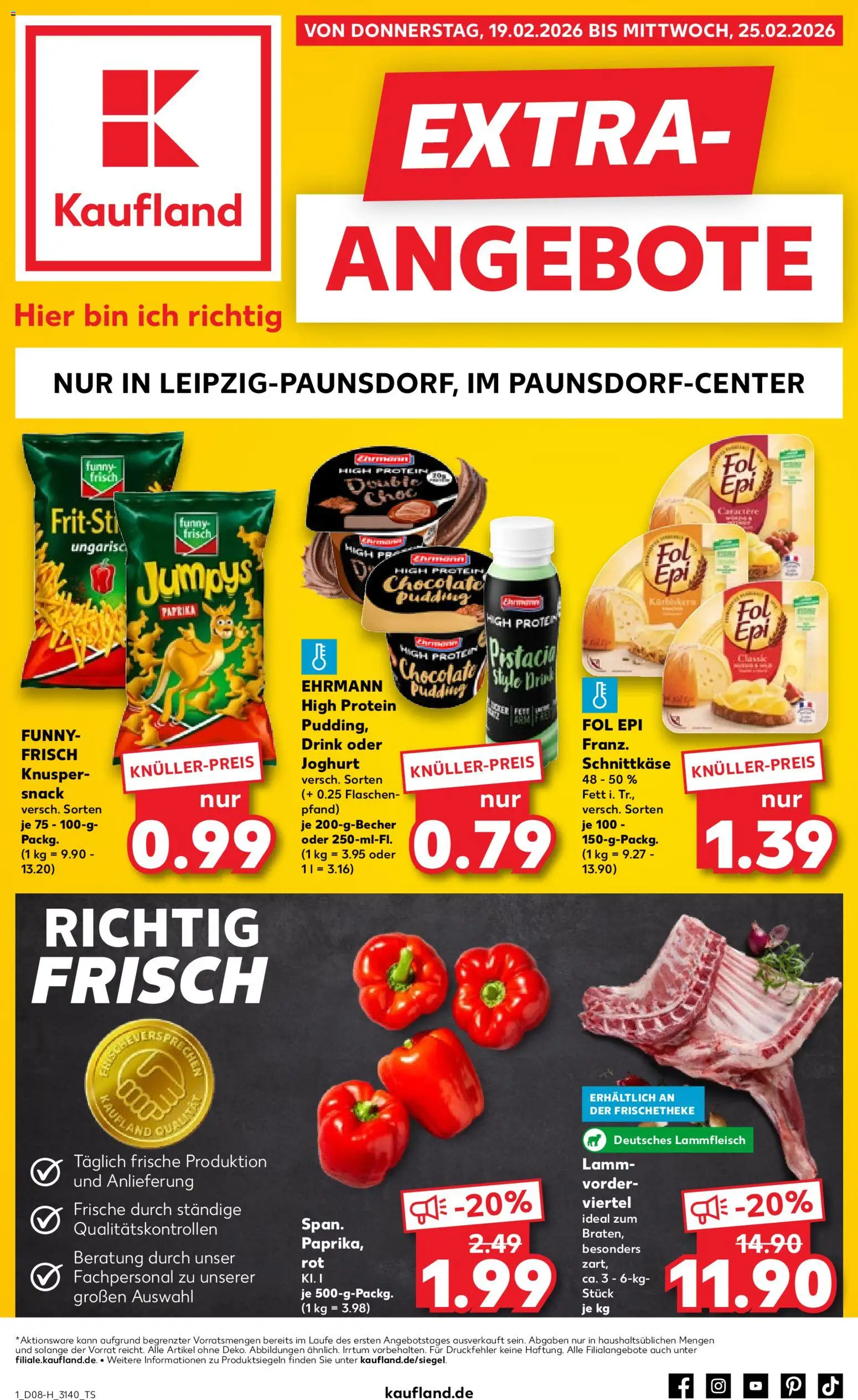 Kaufland prospekt Leipzig	 – gültig ab 19.02.2026 | Seite: 1 | Produkte: Joghurt, Funny frisch, Pudding, Paprika