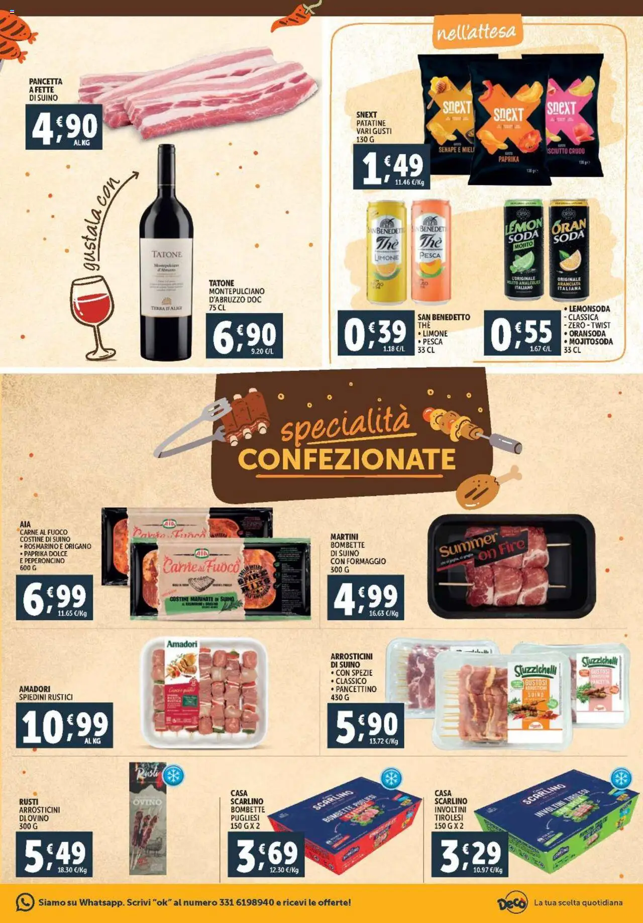 Volantino Decò del 08.08.2025 | Pagina: 7 | Prodotti: Patatine, Pesca, Spiedini, Arrosticini