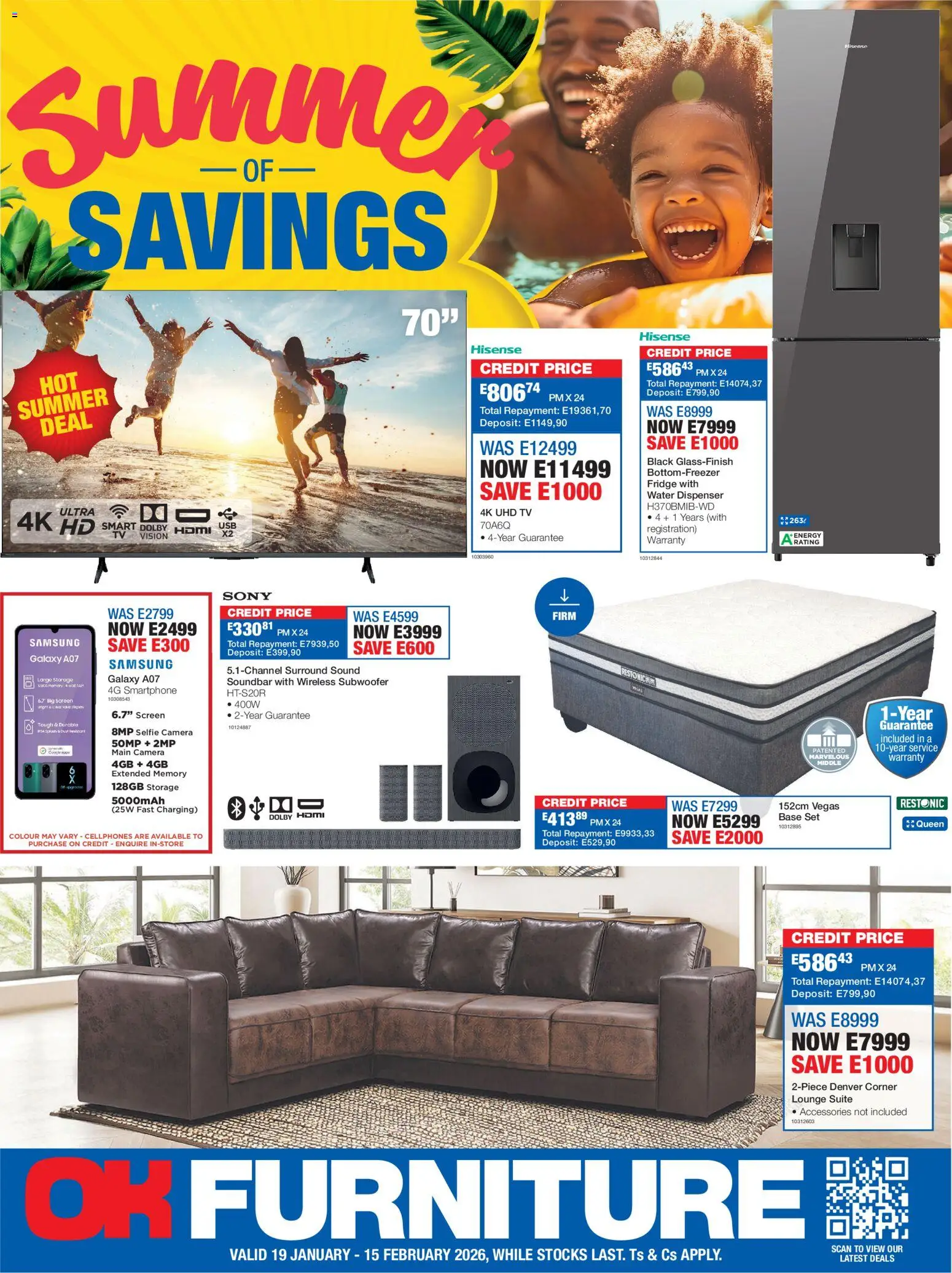 New OK Furniture catalogue – valid from 19.01.2026 | Page: 1 | Products: Camera, TV, Soundbar, Water