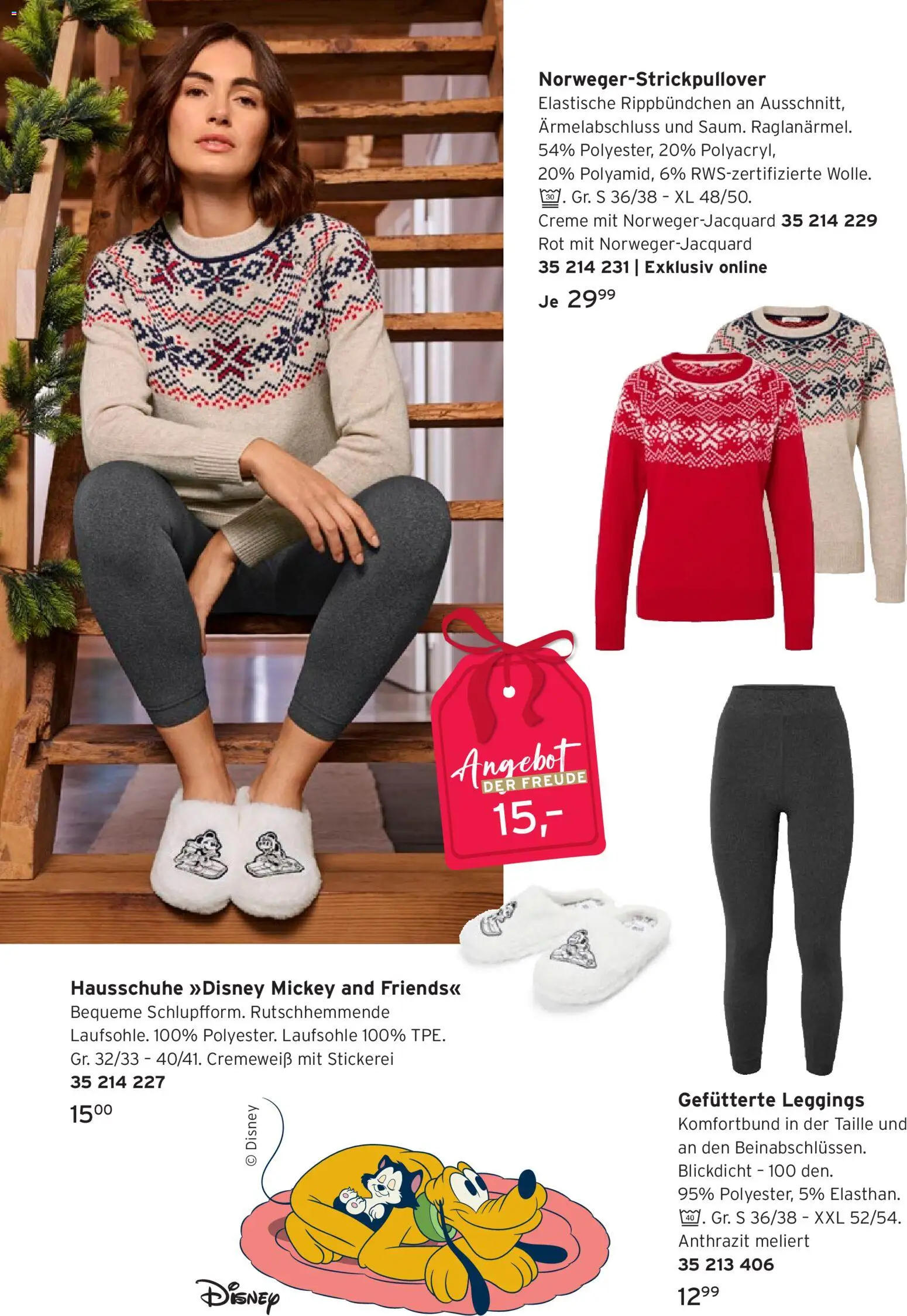 Tchibo Weihnachtsfreude mit Disney – gültig ab 17.12.2025 | Seite: 6 | Produkte: Creme, Leggings, Hausschuhe