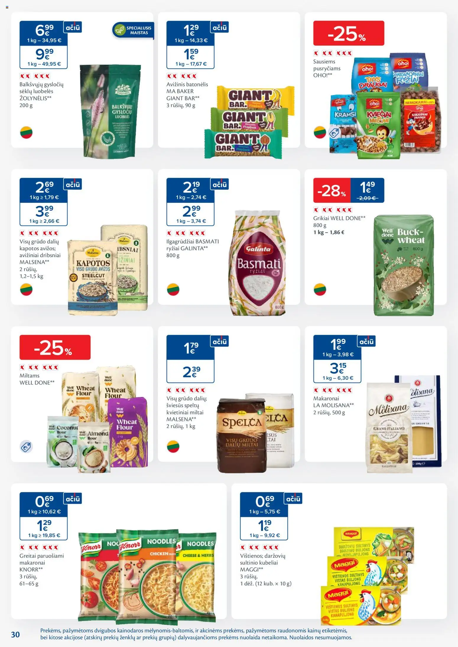 MAXIMA akcijos nuo 24.02.2026 | Puslapis: 30 | Prekių: Grikiai, Miltai, Dribsniai, Makaronai