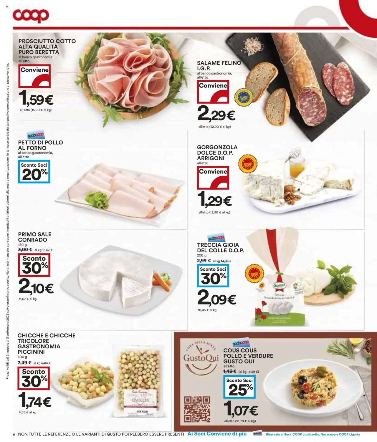 Volantino COOP del 21.08.2025 | Pagina: 6 | Prodotti: Pollo, Data, Cous cous, Gnocchi