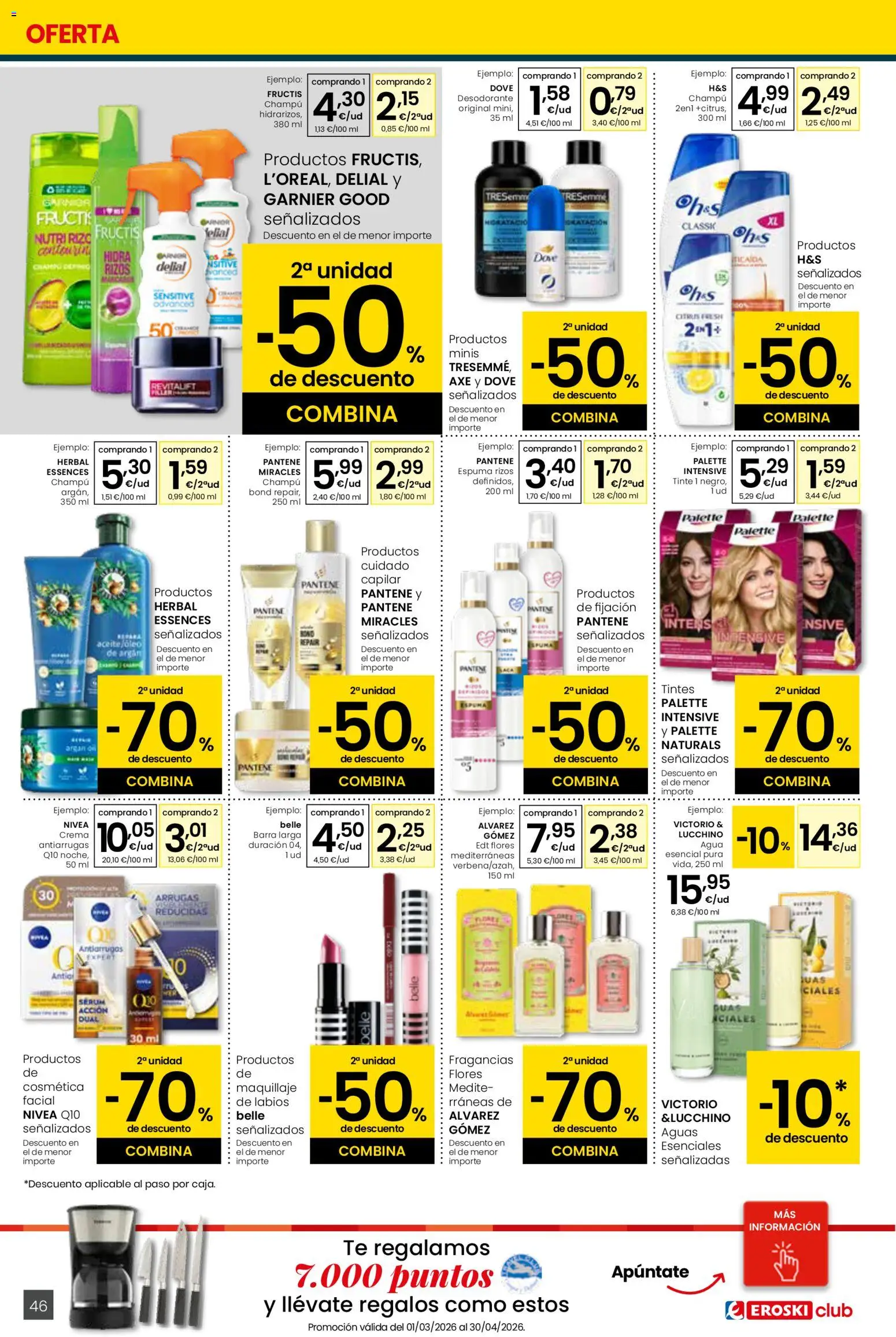 Eroski - Quieres ahorrar conmigo Center │ válido desde el 26.03.2026 | Página: 46 | Productos: Tinte, Desodorante, Sérum, Crema