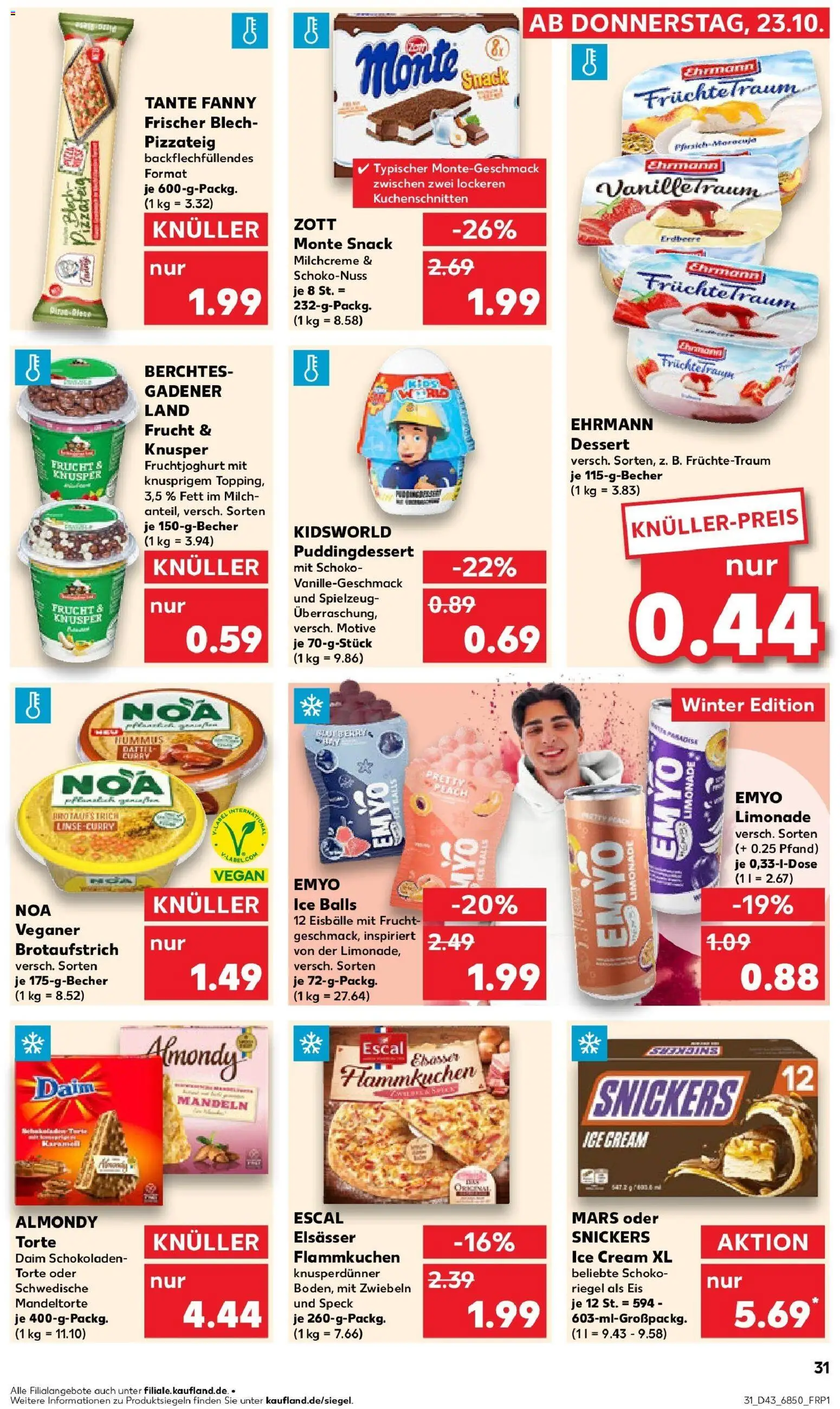 Kaufland prospekt Regensburg	 – gültig ab 27.10.2025 | Seite: 31 | Produkte: Mandeln, Snickers, Mars, Eis