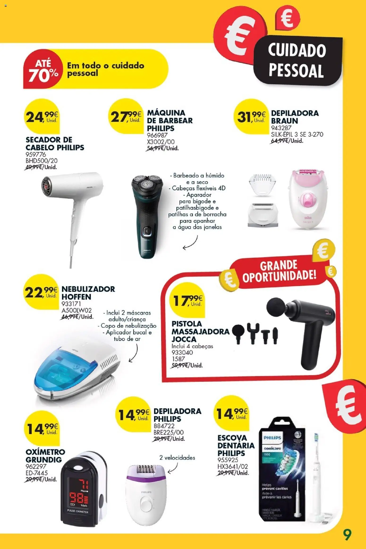 Pingo Doce -  Bazar Grandes Oportunidades │ válido de 06.01.2026 | Página: 9 | Produtos: Secador, Máquina de barbear, Secador de cabelo, Aparador
