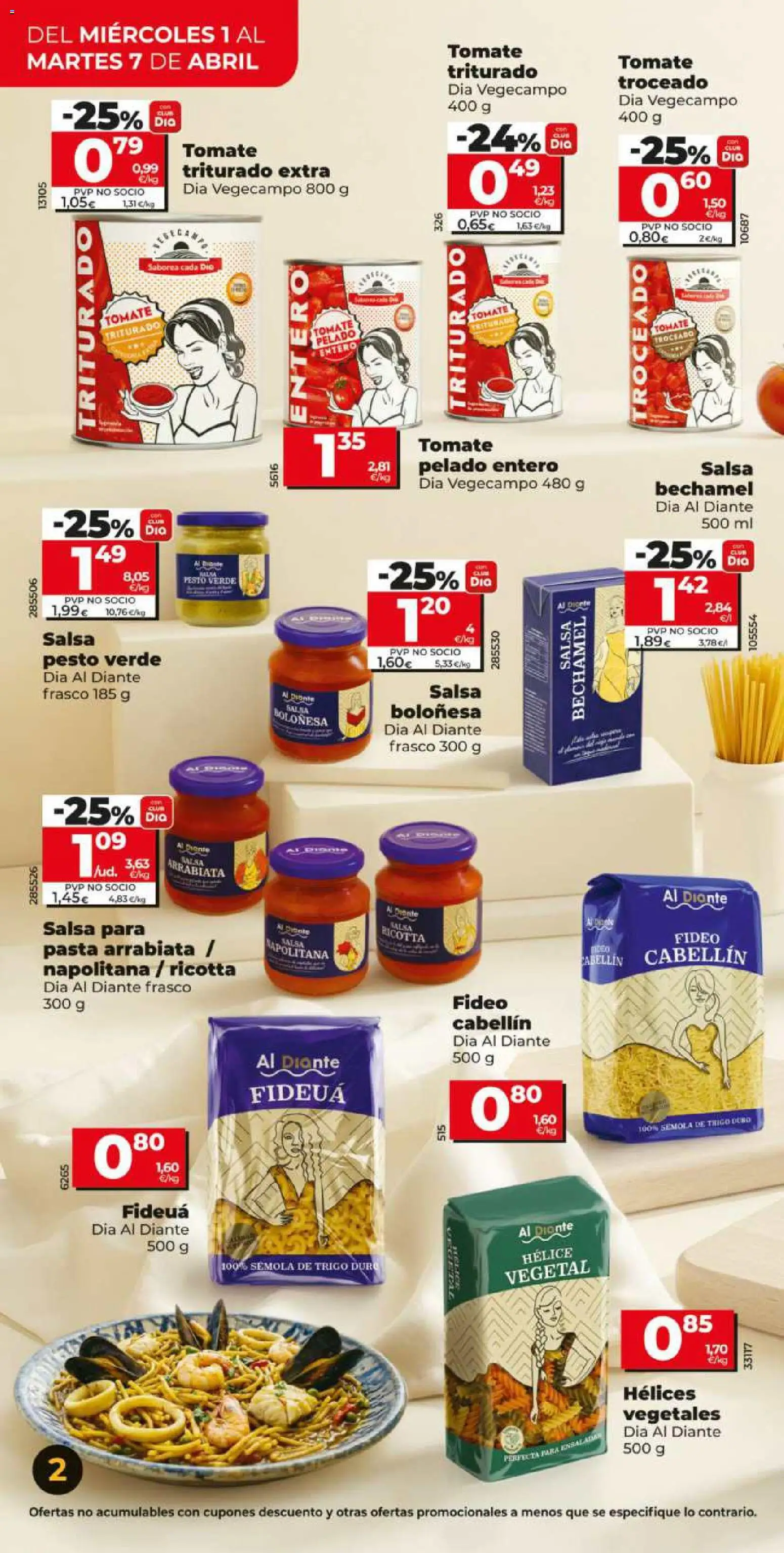 Dia - folleto Market │ válido desde el 01.04.2026 | Página: 2 | Productos: Pasta, Tomate triturado, Δαχτυλίδι φωτός