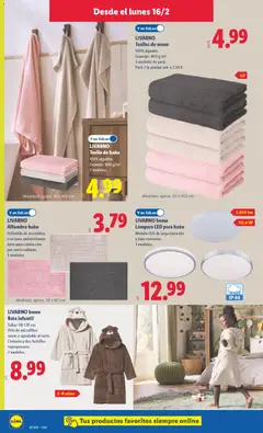 Vista previa LIVARNO home Lámpara LED para baño, Módulo LED de larga duración y bajo consumo. 3 modelos. válido desde el 16.02.2026 | Página: 14 | Productos: Toalla de baño, Cinturón, Baño, Alfombra