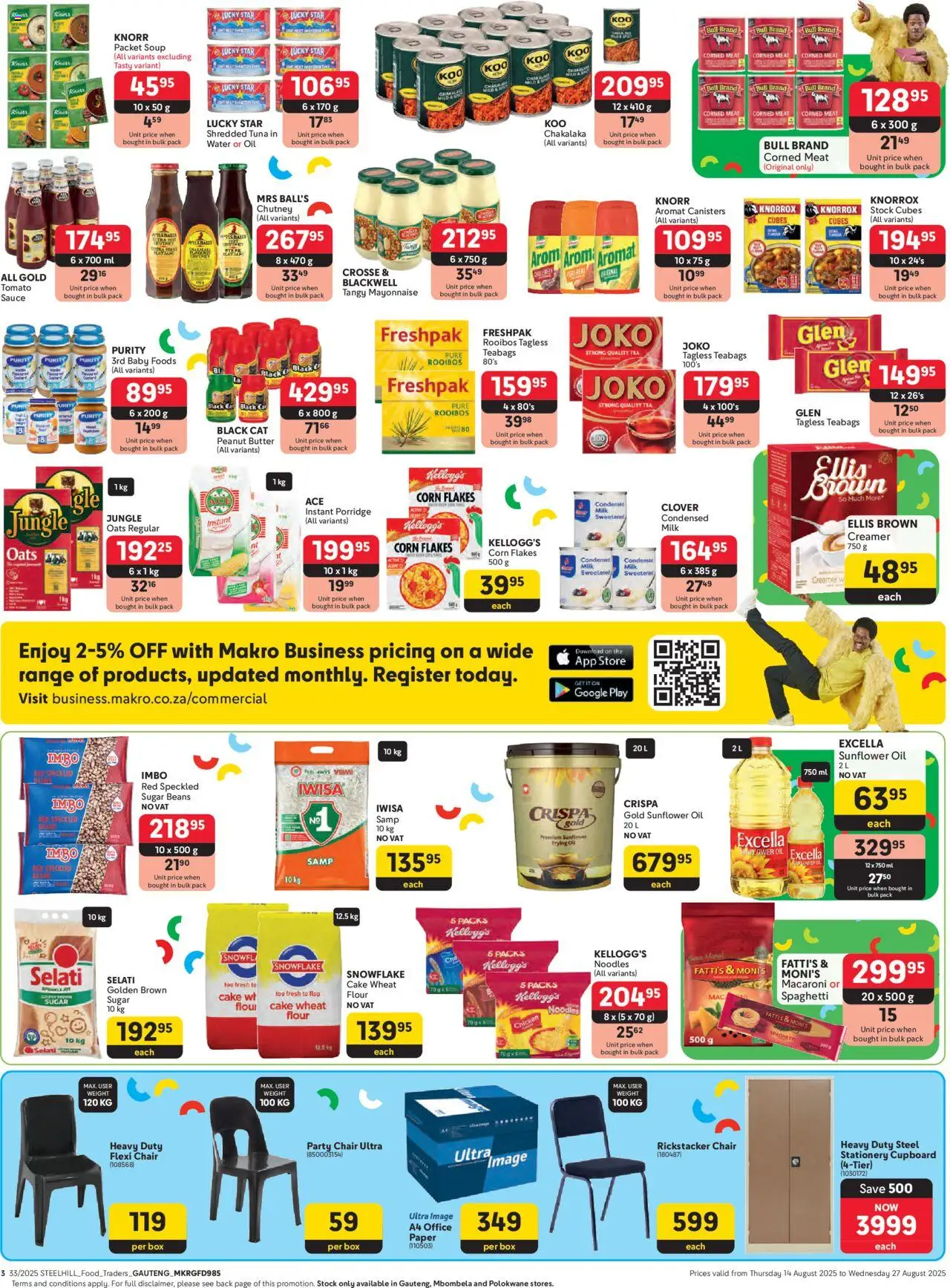 Makro - Gauteng - Business │ valid from 14.08.2025 | Page: 3 | Products: Tuna, Oats, Creamer, Peanut butter
