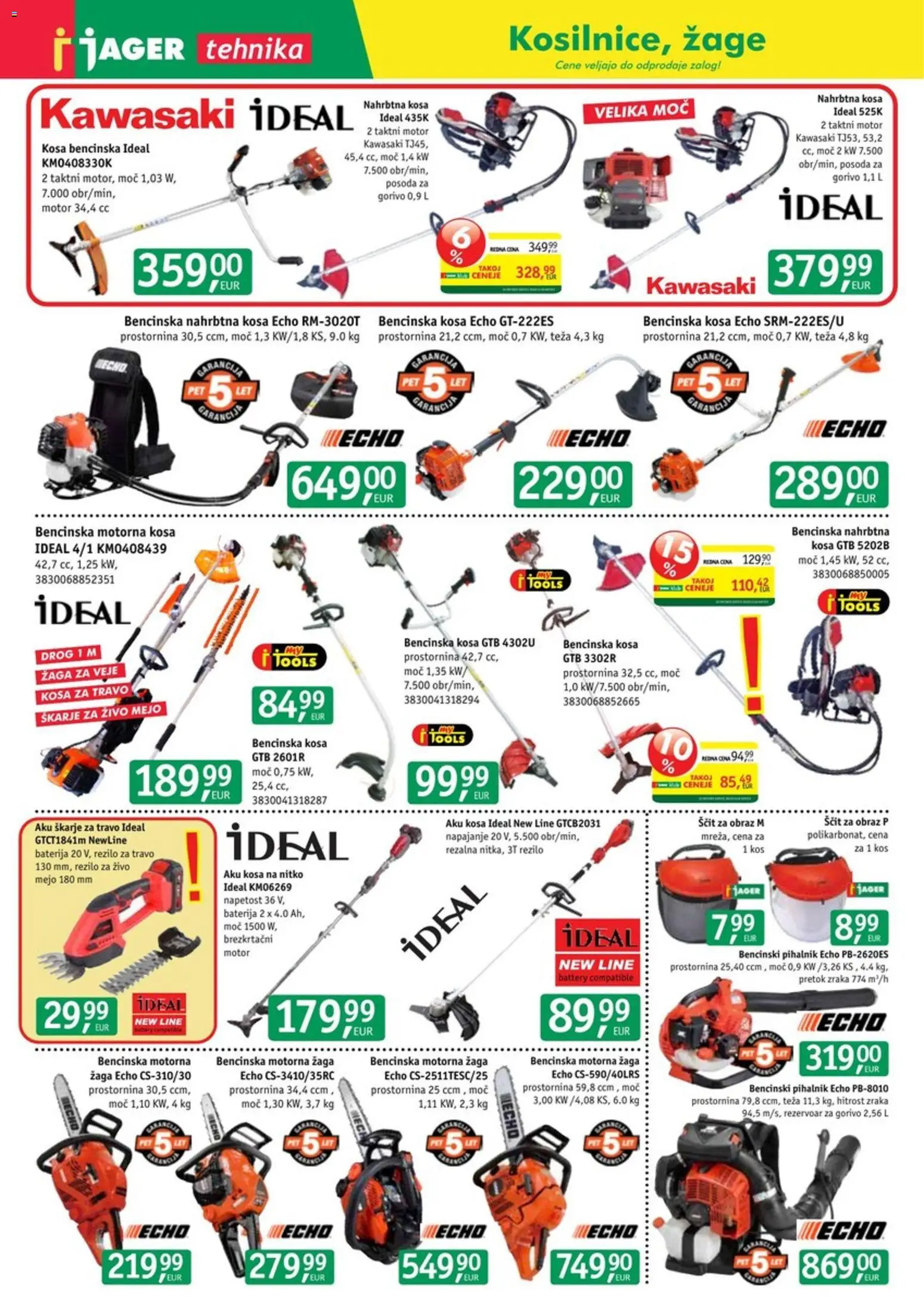 Novi Jager katalog ponudbe – veljaven od 01.04.2026 | Stran: 12 | Izdelki: Baterija, Teza, Bencinska kosa, Kos