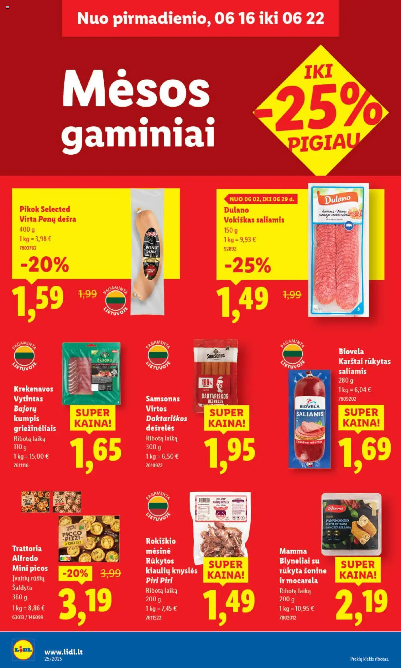 LIDL leidinys│galioja nuo 16.06.2025 | Puslapis: 26 | Prekių: Dešrelės, Saliamis, Kumpis, Dešra