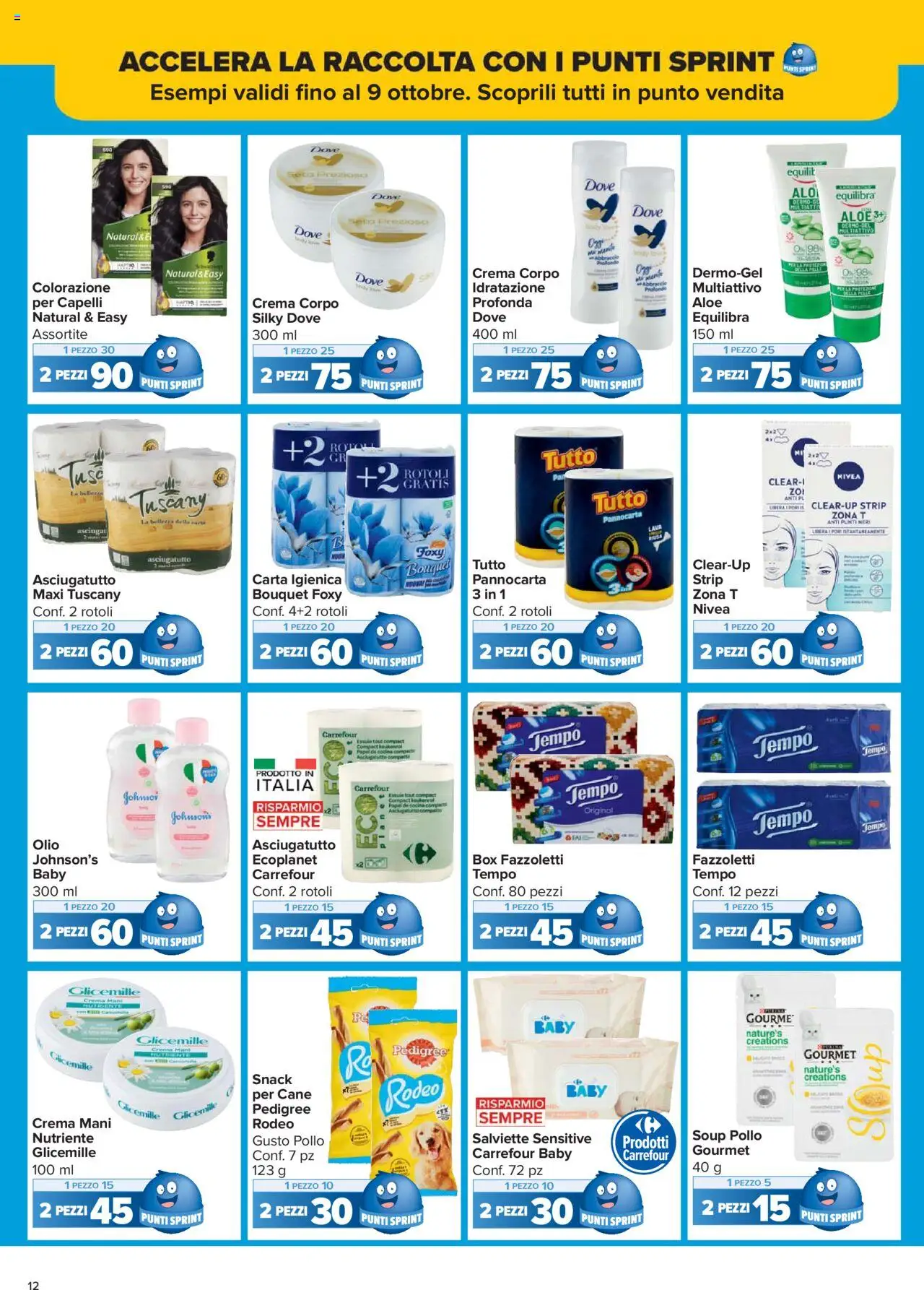 Volantino Carrefour del 15.09.2025 | Pagina: 12 | Prodotti: Crema, Pollo, Fazzoletti, Olio