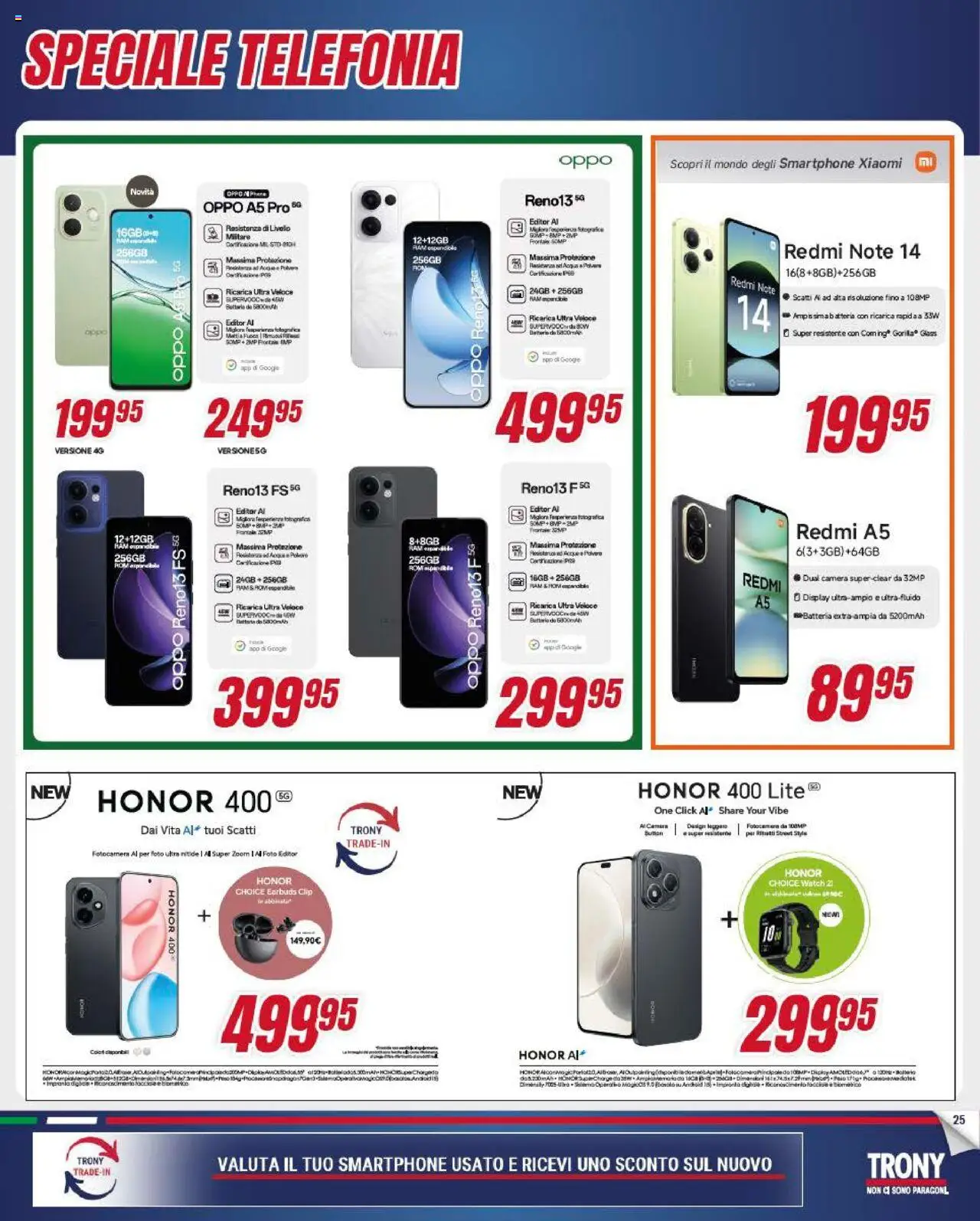 Volantino Trony del 22.05.2025 | Pagina: 25 | Prodotti: Acqua, Smartphone, Fotocamera, Batteria