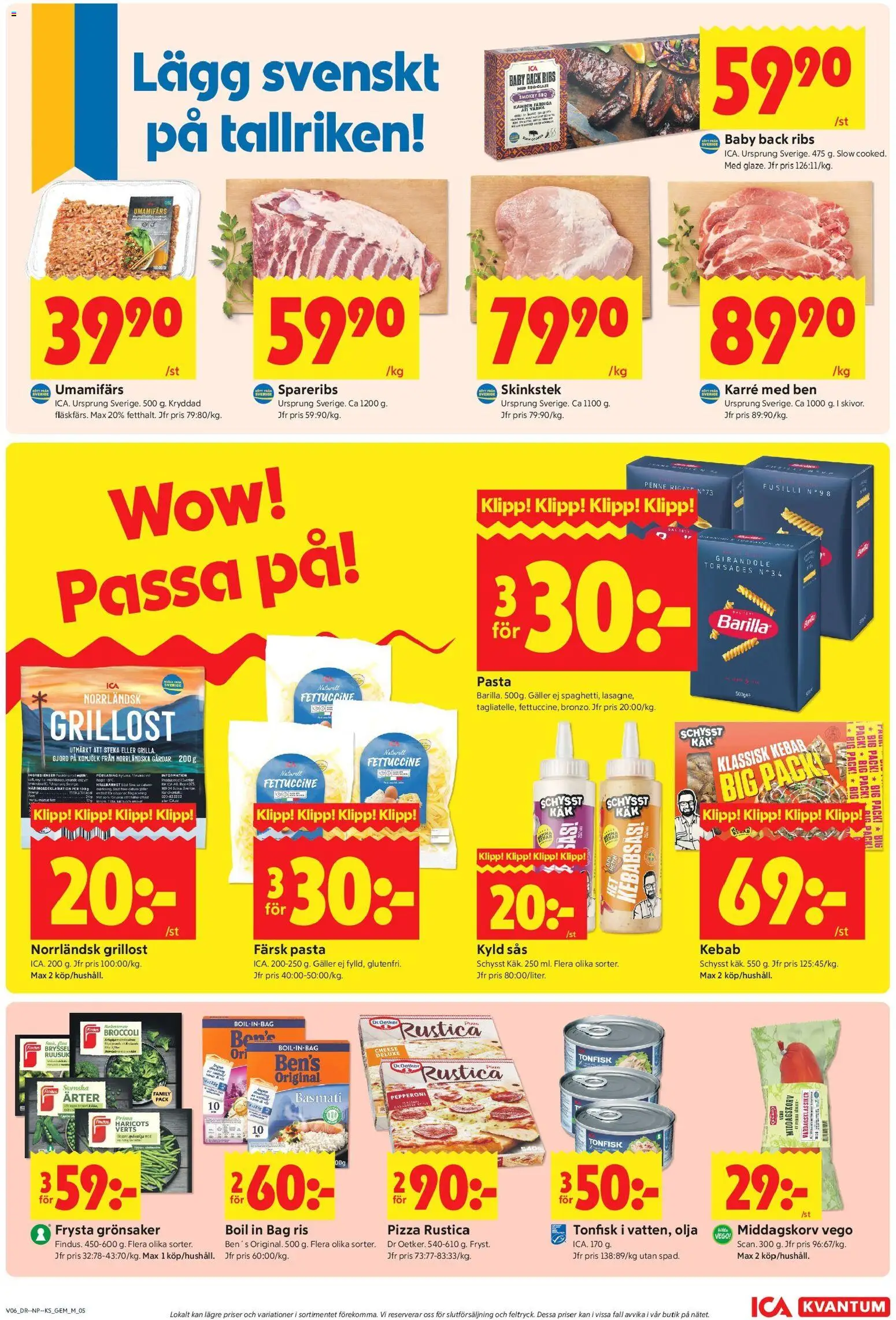 ICA Kvantum reklamblad aktuell från 02.02.2026 | Sida: 5 | Produkter: Grillost, Ris, Pasta, Tonfisk