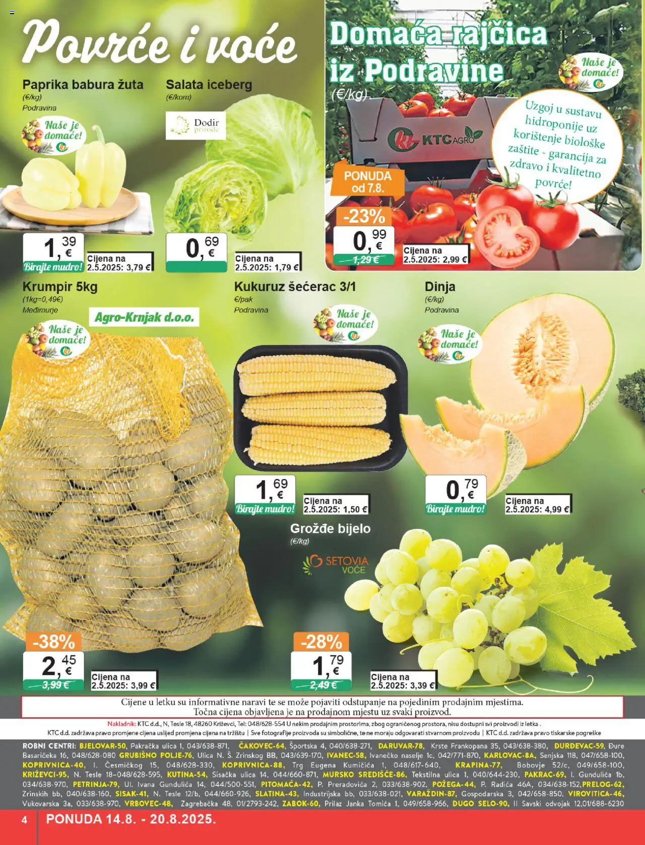 KTC katalog | vrijedi od 14.08.2025 | Stranica: 4 | Proizvodi: Paprika, Salata, Povrće, Grožđe