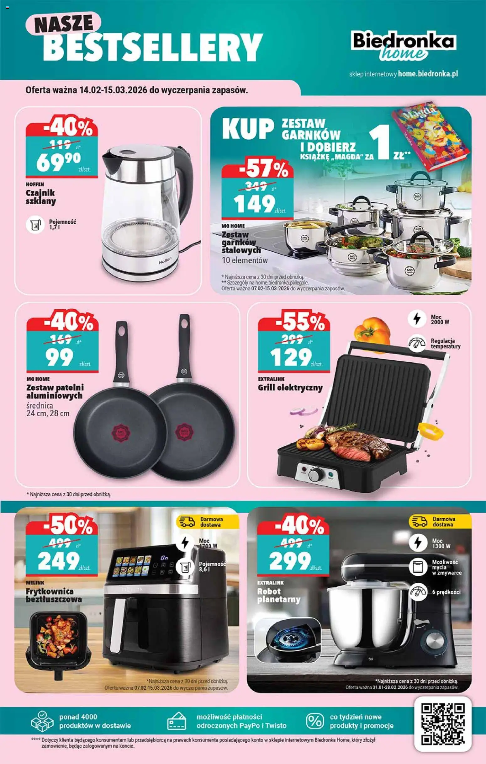 Biedronka gazetka - Hity i inspiracje od 14.02.2026 | Strona: 43 | Produkty: Grill, Czajnik, Robot, Frytkownica beztłuszczowa